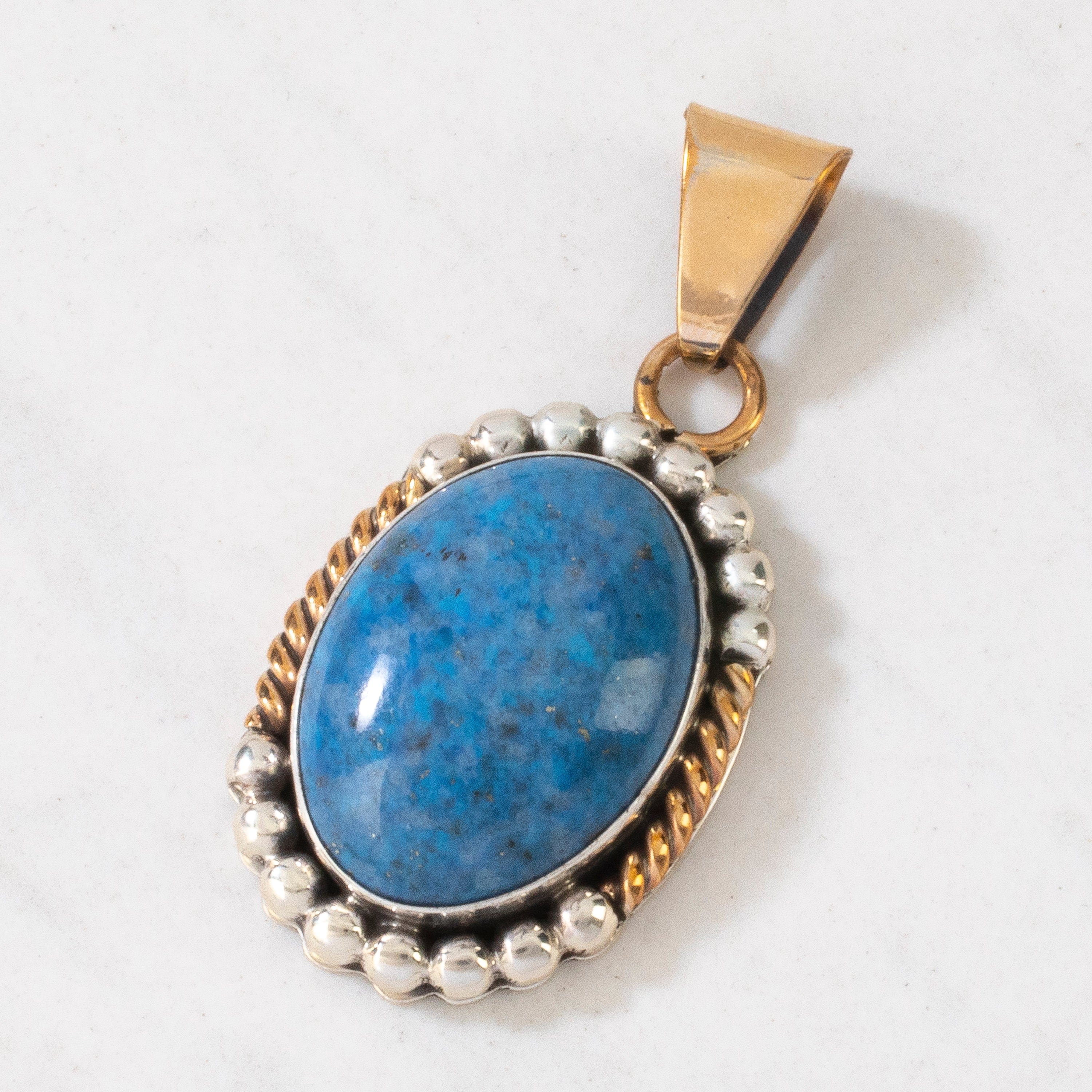 Kalifano Native American Jewelry L. Sheka Denim Lapis Navajo USA Native American Made 925 Sterling Silver & 12K Gold Filled Pendant NAN600.028