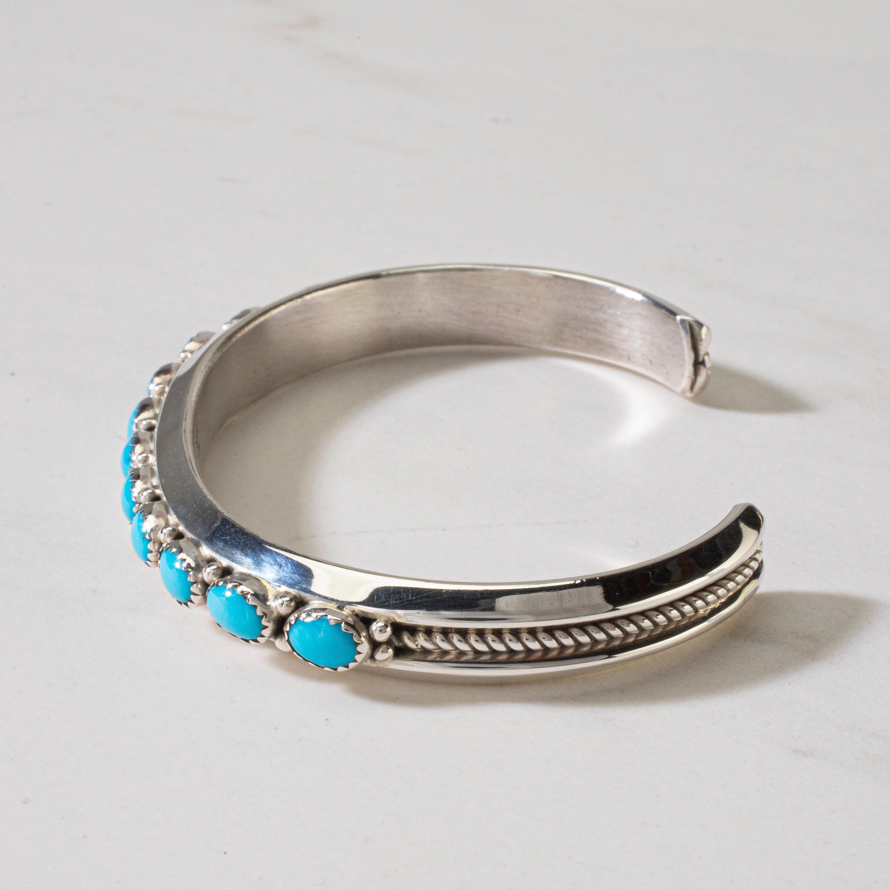 Kalifano Native American Jewelry L. Sheka Sleeping Beauty Turquoise USA Native American Made 925 Sterling Silver Cuff NAB1200.028