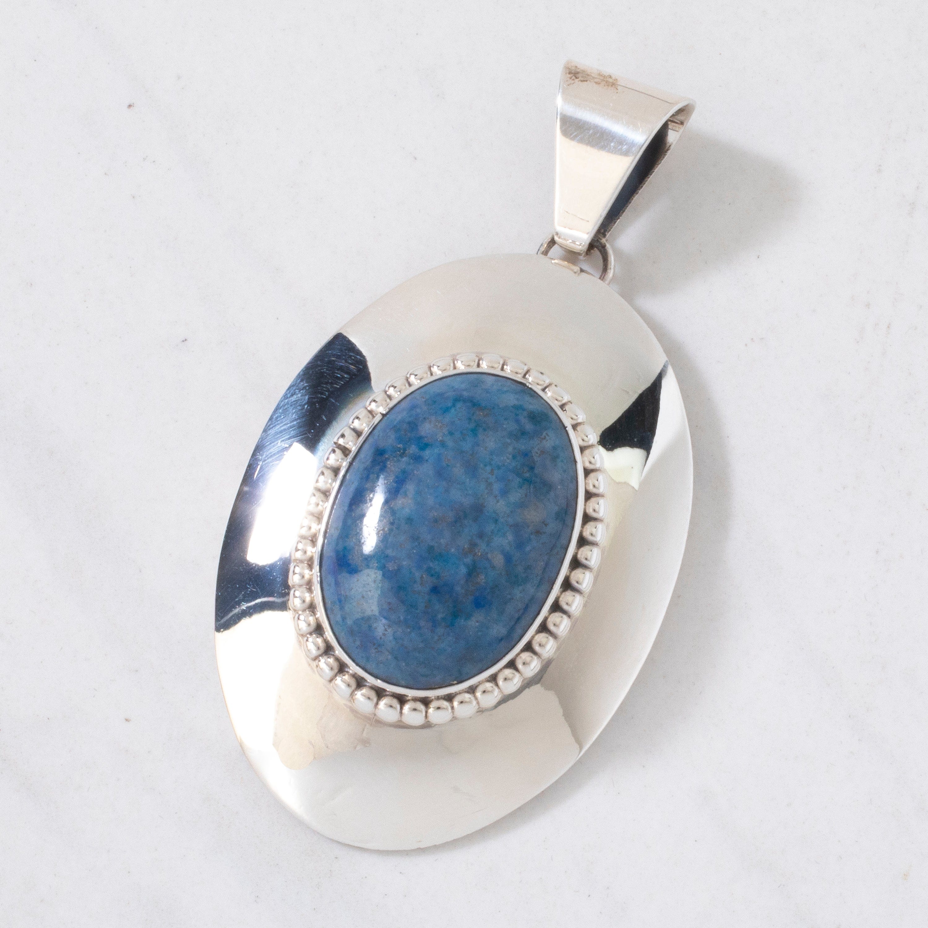 Kalifano Native American Jewelry Leonard James Denim Lapis Navajo USA Native American Made 925 Sterling Silver Pendant NAN650.004