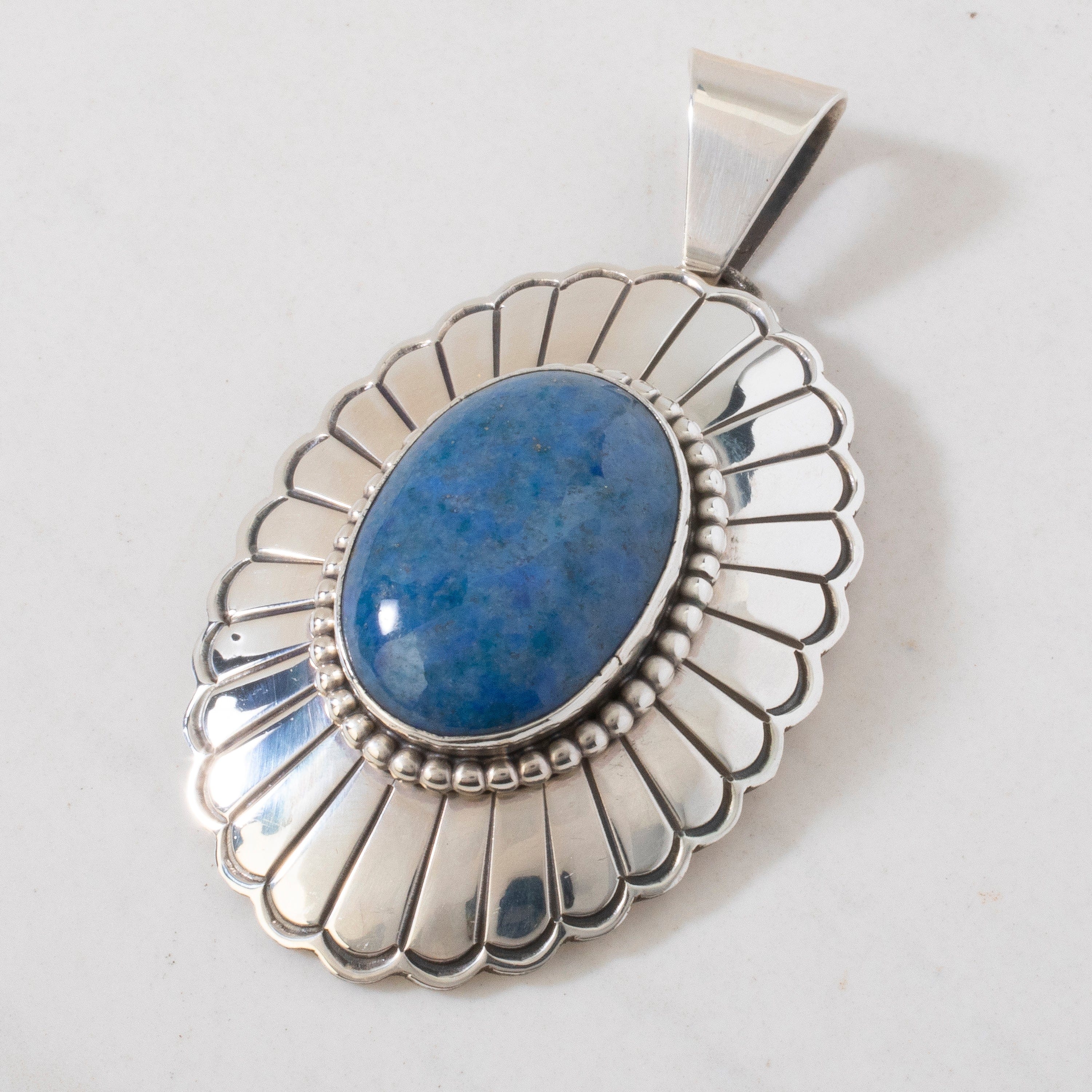 Kalifano Native American Jewelry Leonard James Denim Lapis Navajo USA Native American Made 925 Sterling Silver Pendant NAN700.022