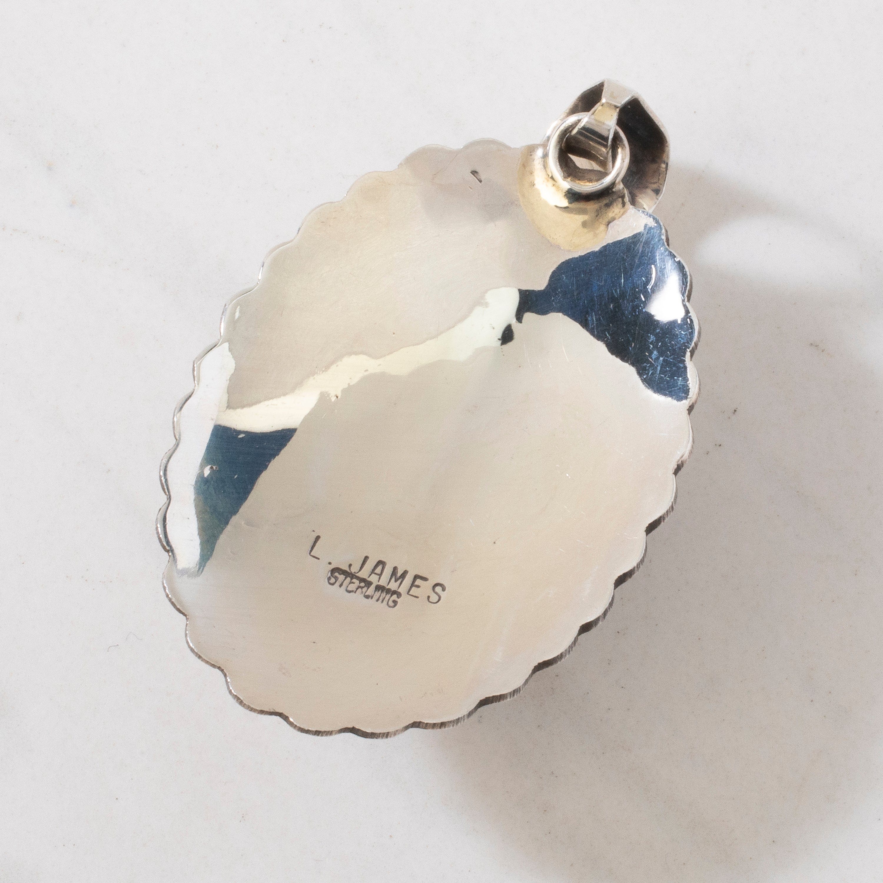 Kalifano Native American Jewelry Leonard James Denim Lapis Navajo USA Native American Made 925 Sterling Silver Pendant NAN700.022