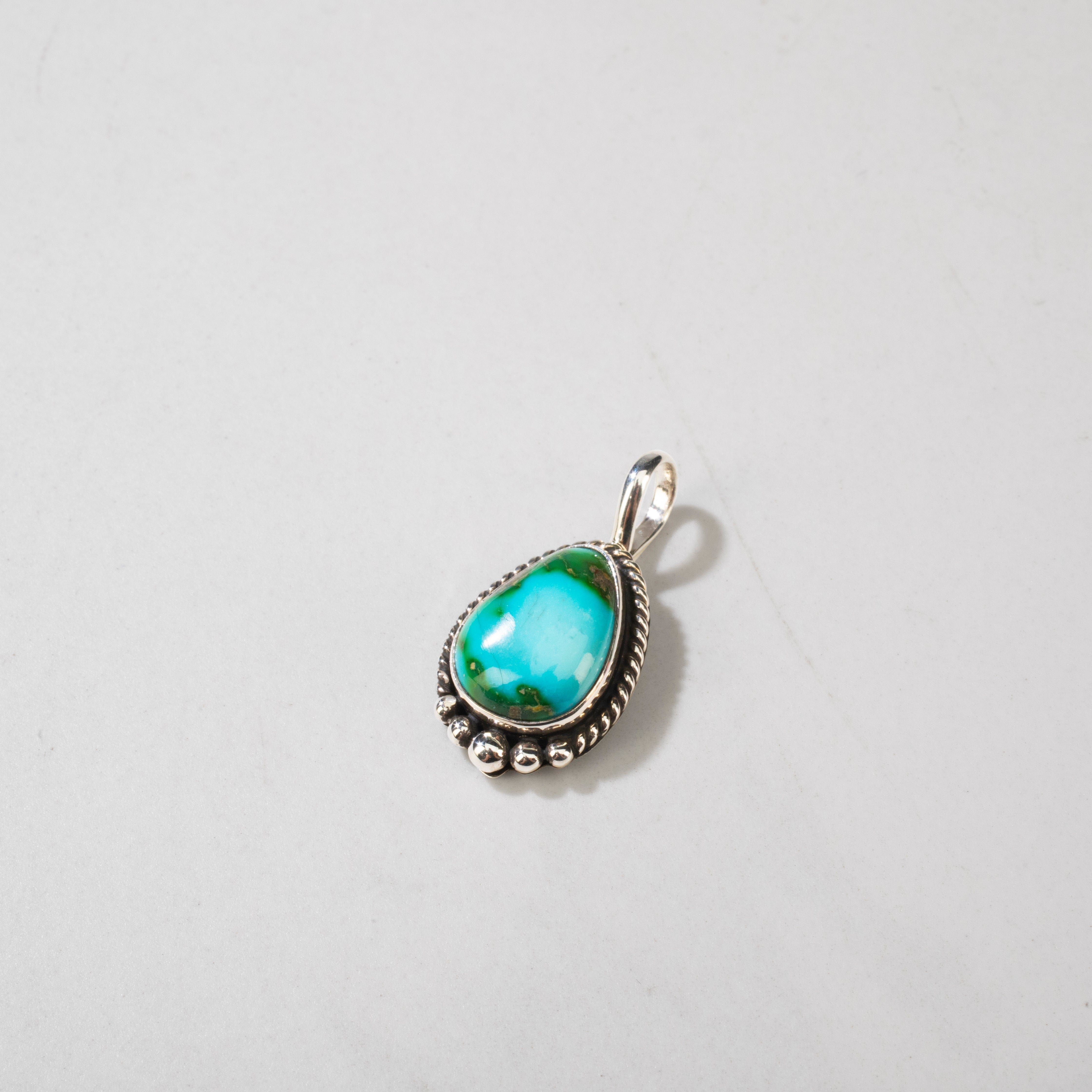 Kalifano Native American Jewelry Loretta Delgarito Sonoran Gold Turquoise Navajo USA Native American Made 925 Sterling Silver Pendant NAN900.026