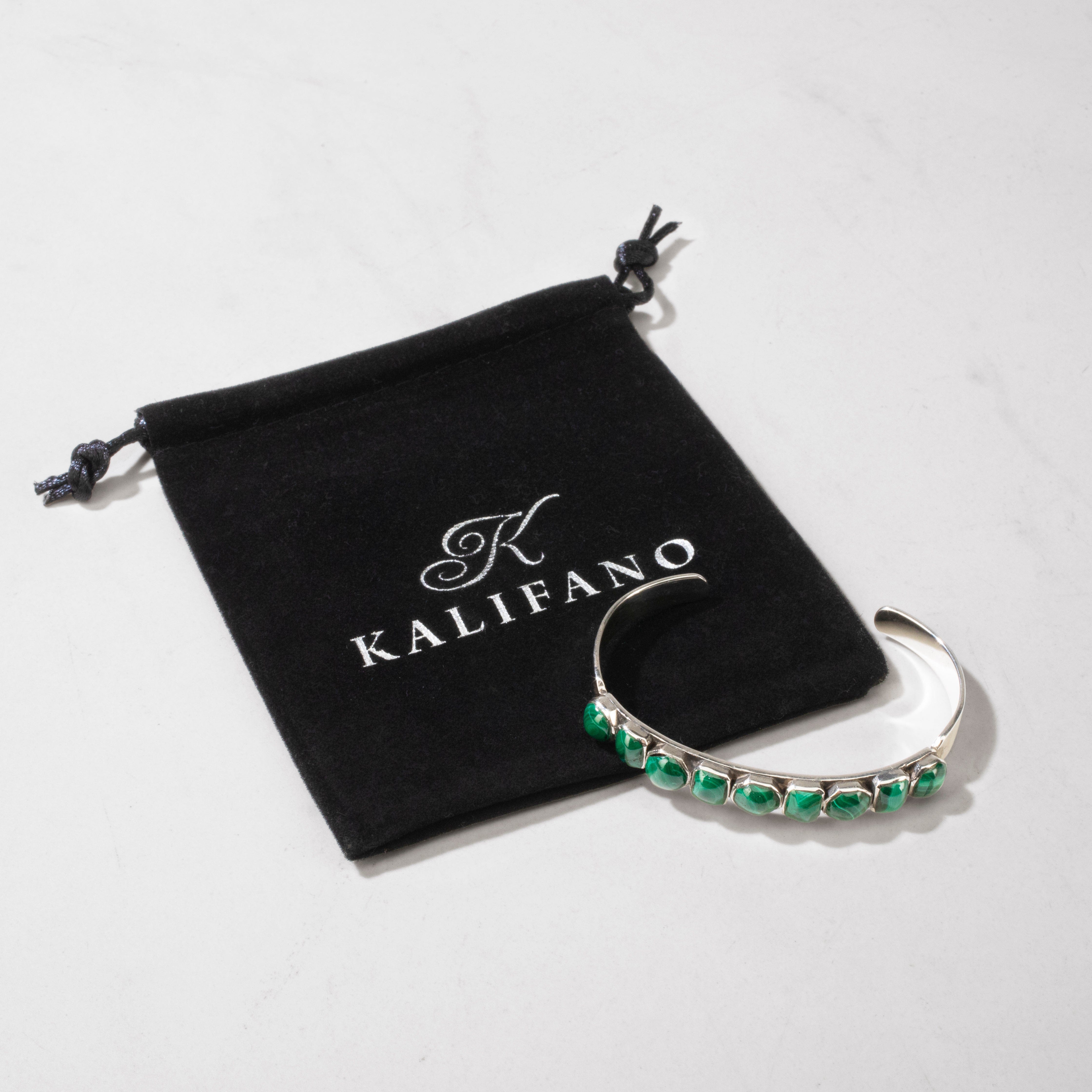 Kalifano Native American Jewelry Malachite USA Native American Made 925 Sterling Silver Cuff NAB900.055