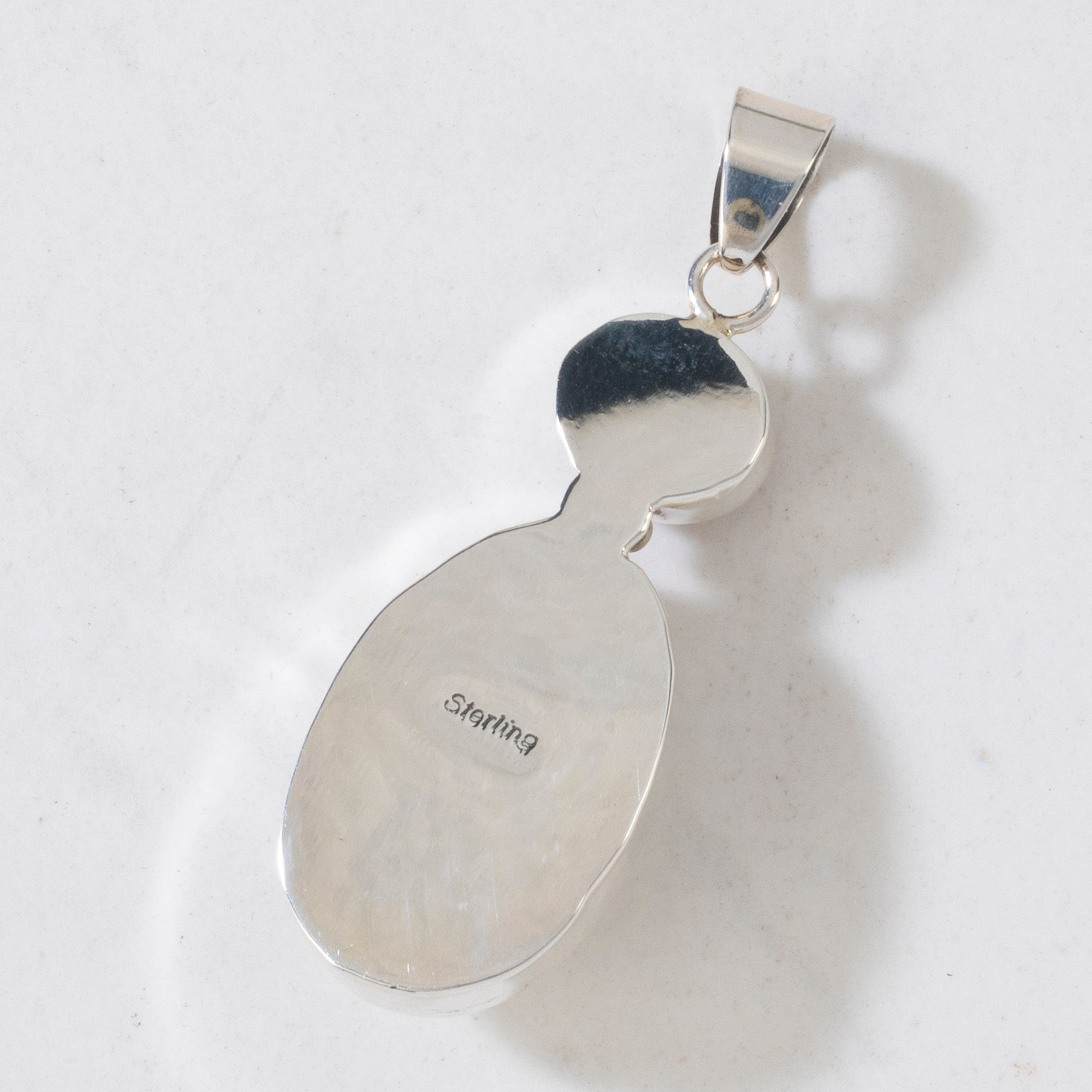Kalifano Native American Jewelry Mother of Pearl & Amber USA Native American Made 925 Sterling Silver Pendant NAN300.017