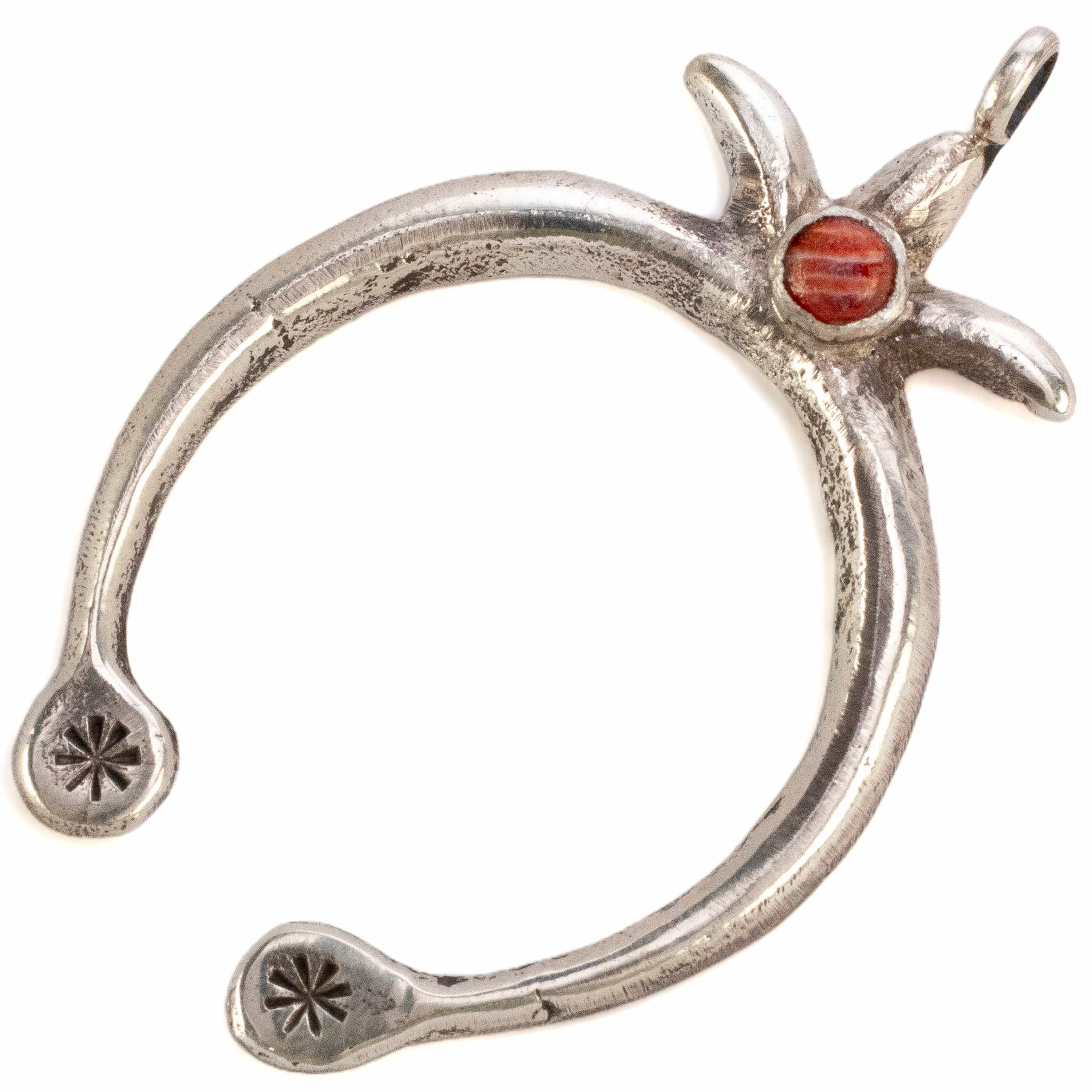 Kalifano Native American Jewelry Navajo Red Spiny Oyster Shell Naja USA Native American Made 925 Sterling Silver Pendant NAN250.002