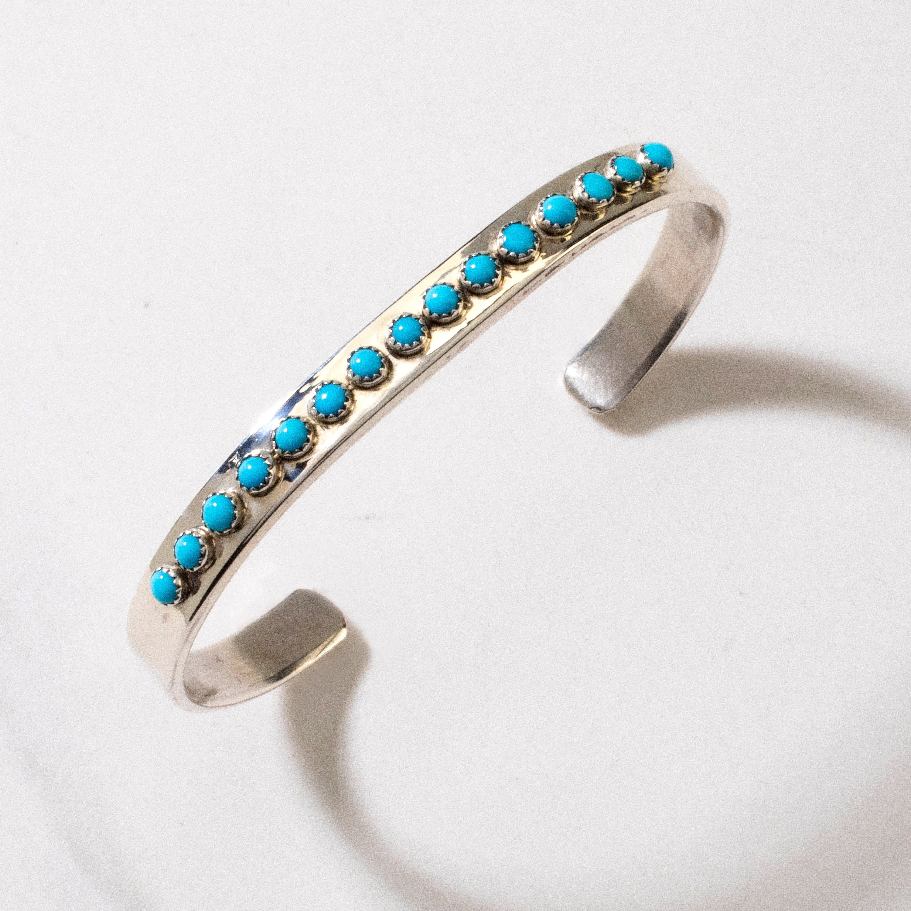 Kalifano Native American Jewelry Patrick Yazzie Navajo Sleeping Beauty Turquoise USA Native American Made 925 Sterling Silver Cuff NAB700.002