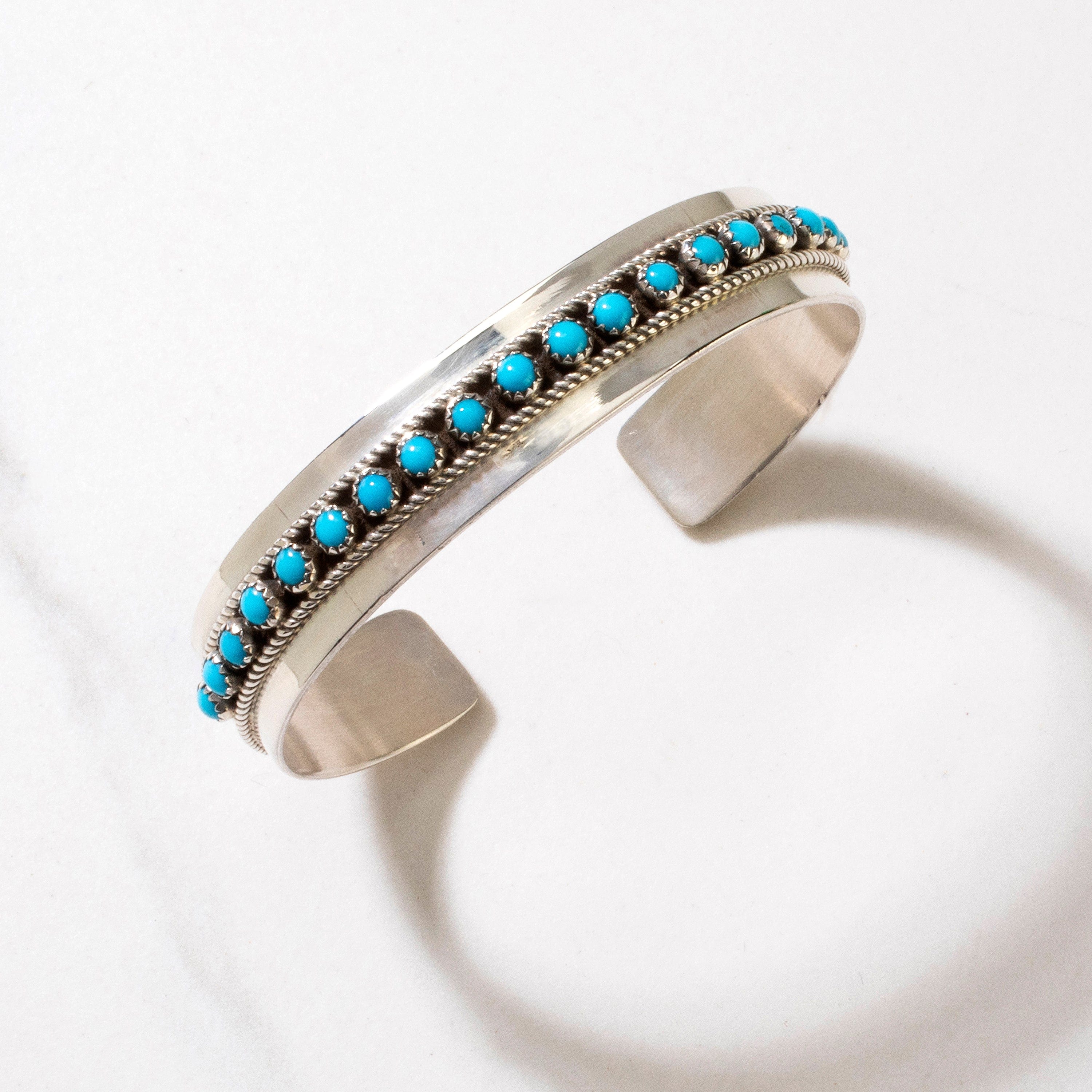 Kalifano Native American Jewelry Patrick Yazzie Navajo Sleeping Beauty Turquoise USA Native American Made 925 Sterling Silver Cuff NAB900.010