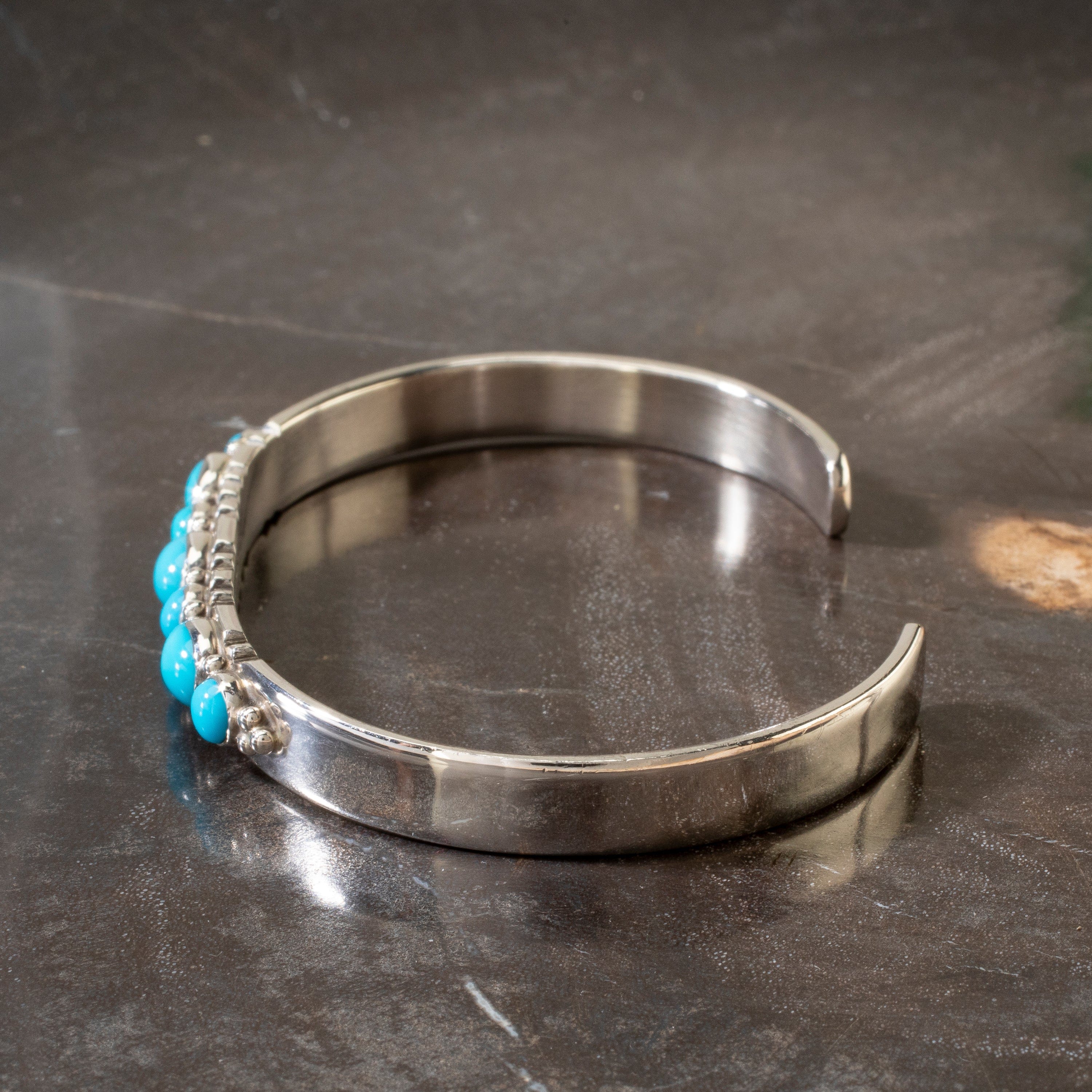 Kalifano Native American Jewelry Patrick Yazzie Sleeping Beauty Turquoise Navajo USA Native American Made 925 Sterling Silver Cuff NAB700.003