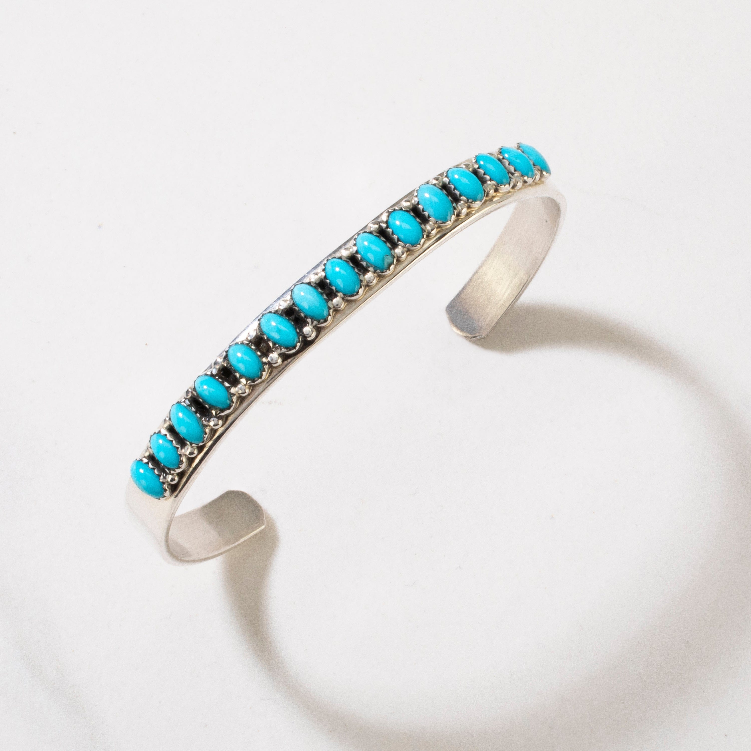 Kalifano Native American Jewelry Patrick Yazzie Sleeping Beauty Turquoise Navajo USA Native American Made 925 Sterling Silver Cuff NAB800.016