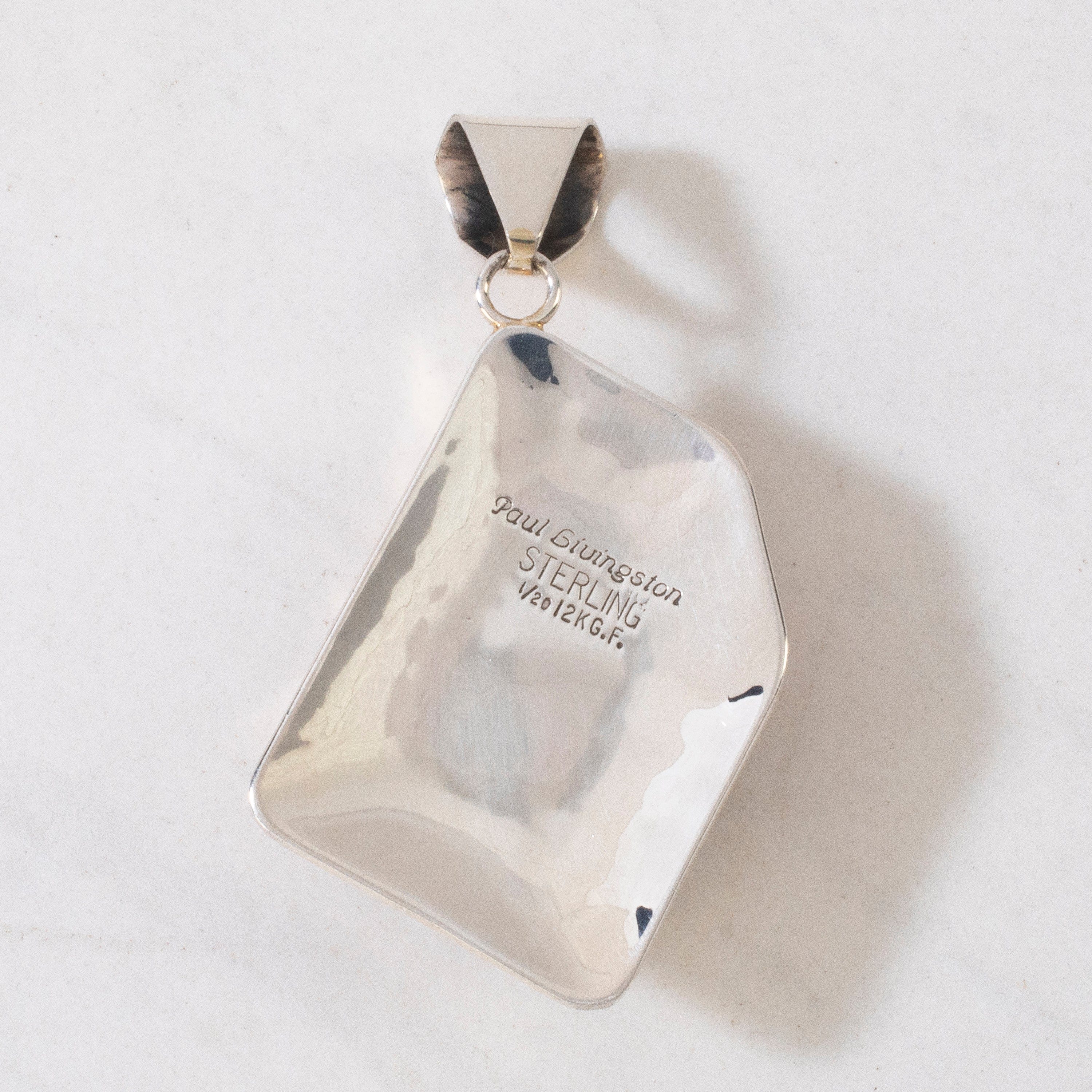 Kalifano Native American Jewelry Paul Livingston Amber Navajo USA Native American Made 925 Sterling Silver & 12K Gold Filled Pendant NAN600.030