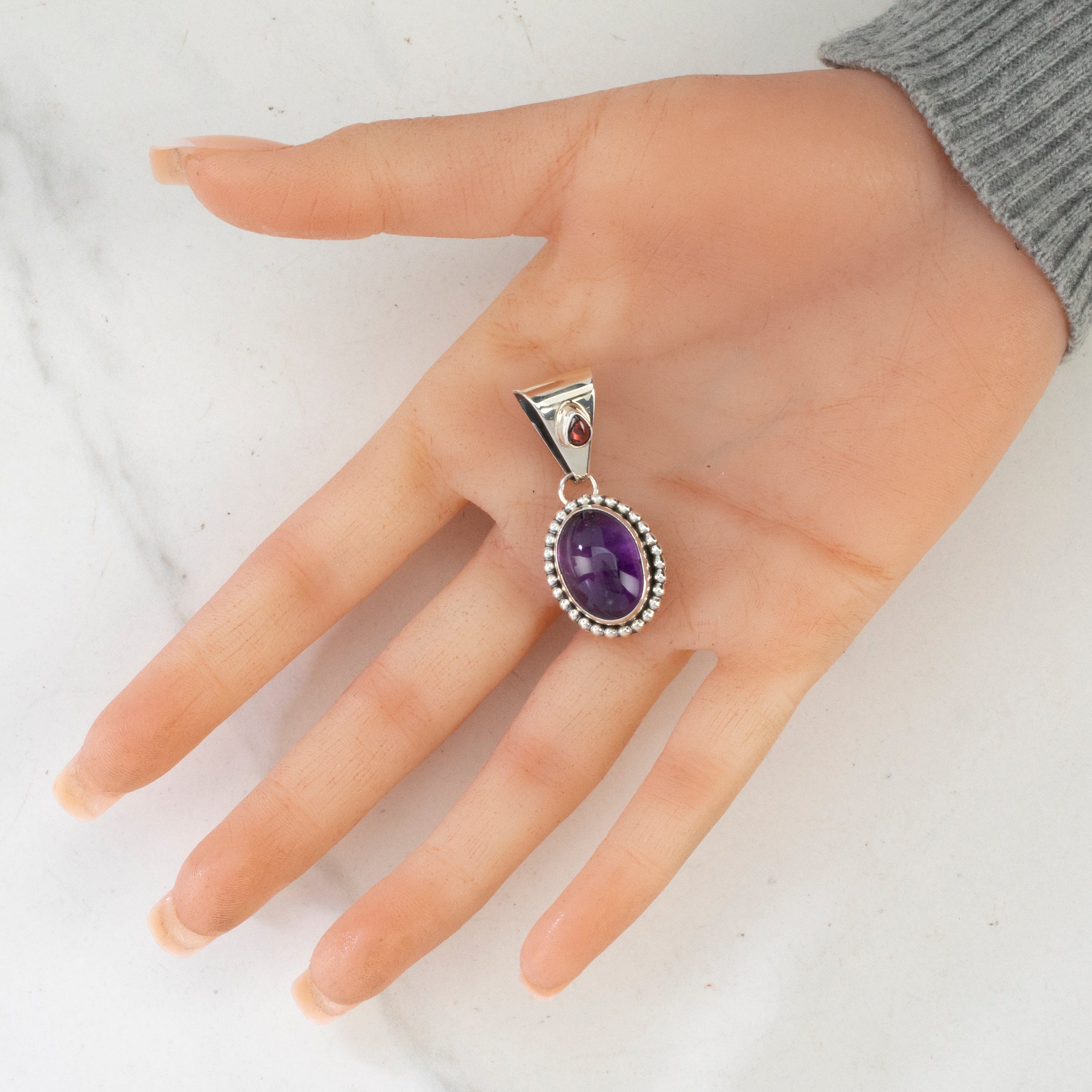 Kalifano Native American Jewelry Paul Livingston Amethyst & Citrine Navajo USA Native American Made 925 Sterling Silver Pendant NAN400.016