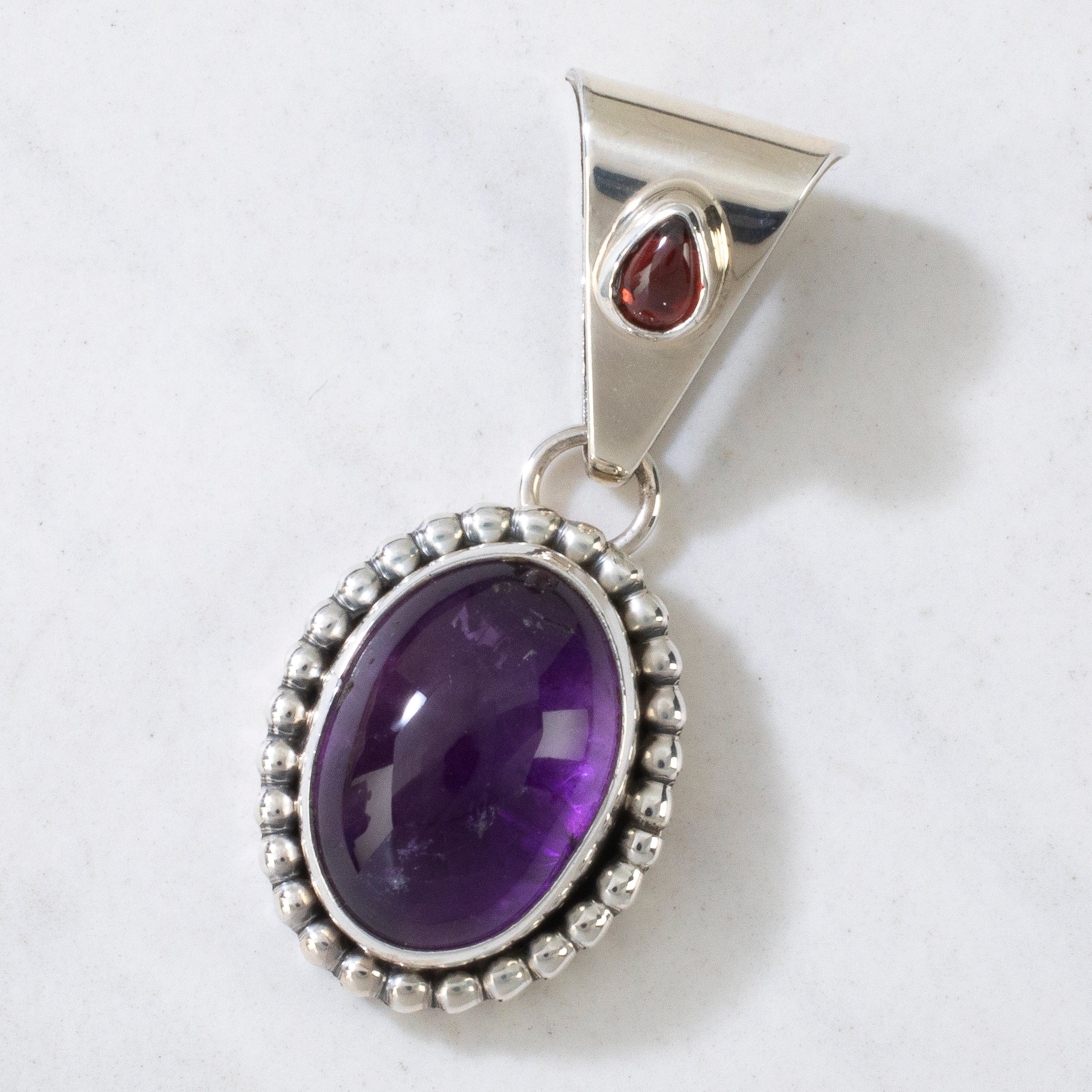 Kalifano Native American Jewelry Paul Livingston Amethyst & Citrine Navajo USA Native American Made 925 Sterling Silver Pendant NAN400.016