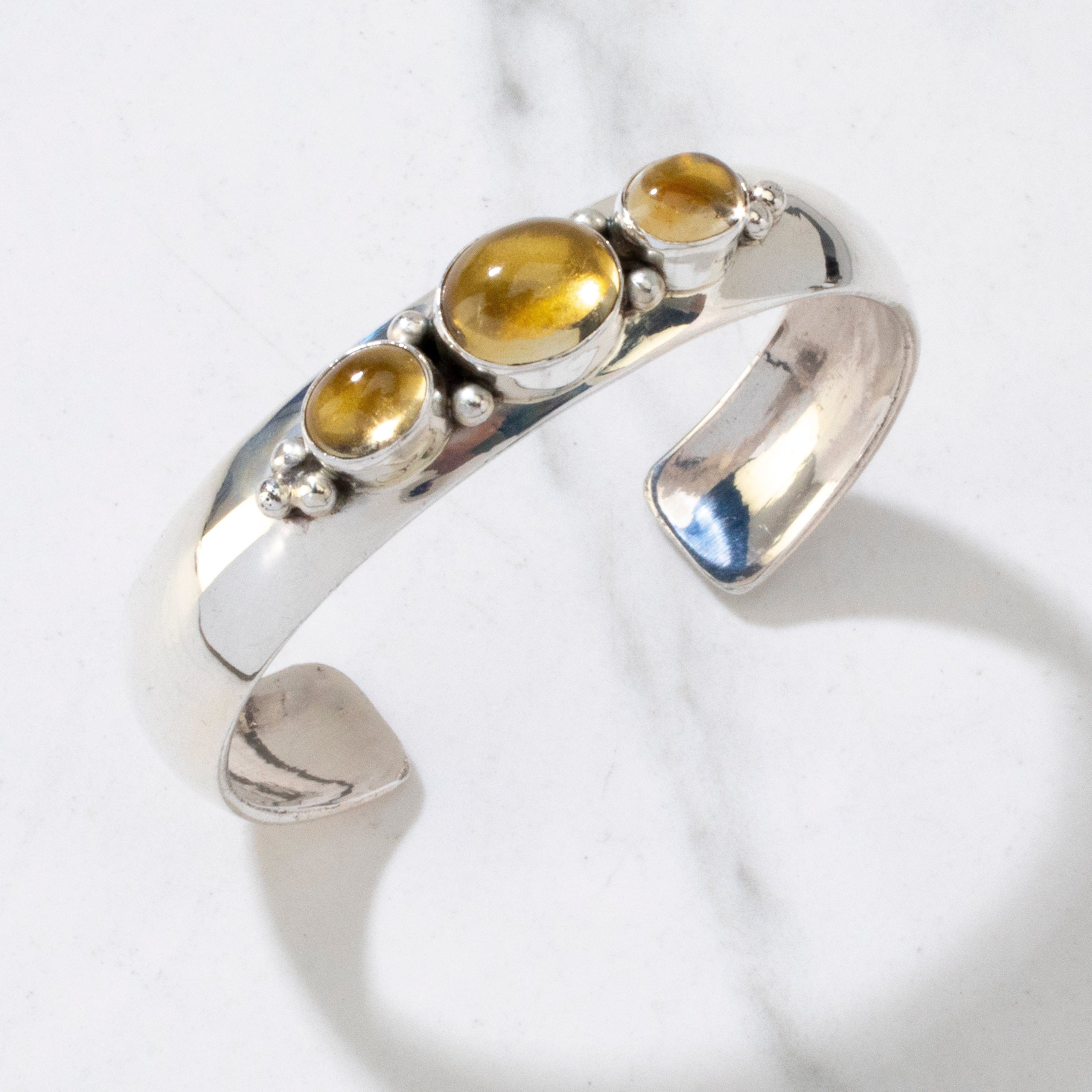 Kalifano Native American Jewelry Paul Livingston Citrine USA Native American Made 925 Sterling Silver Cuff NAB1000.020