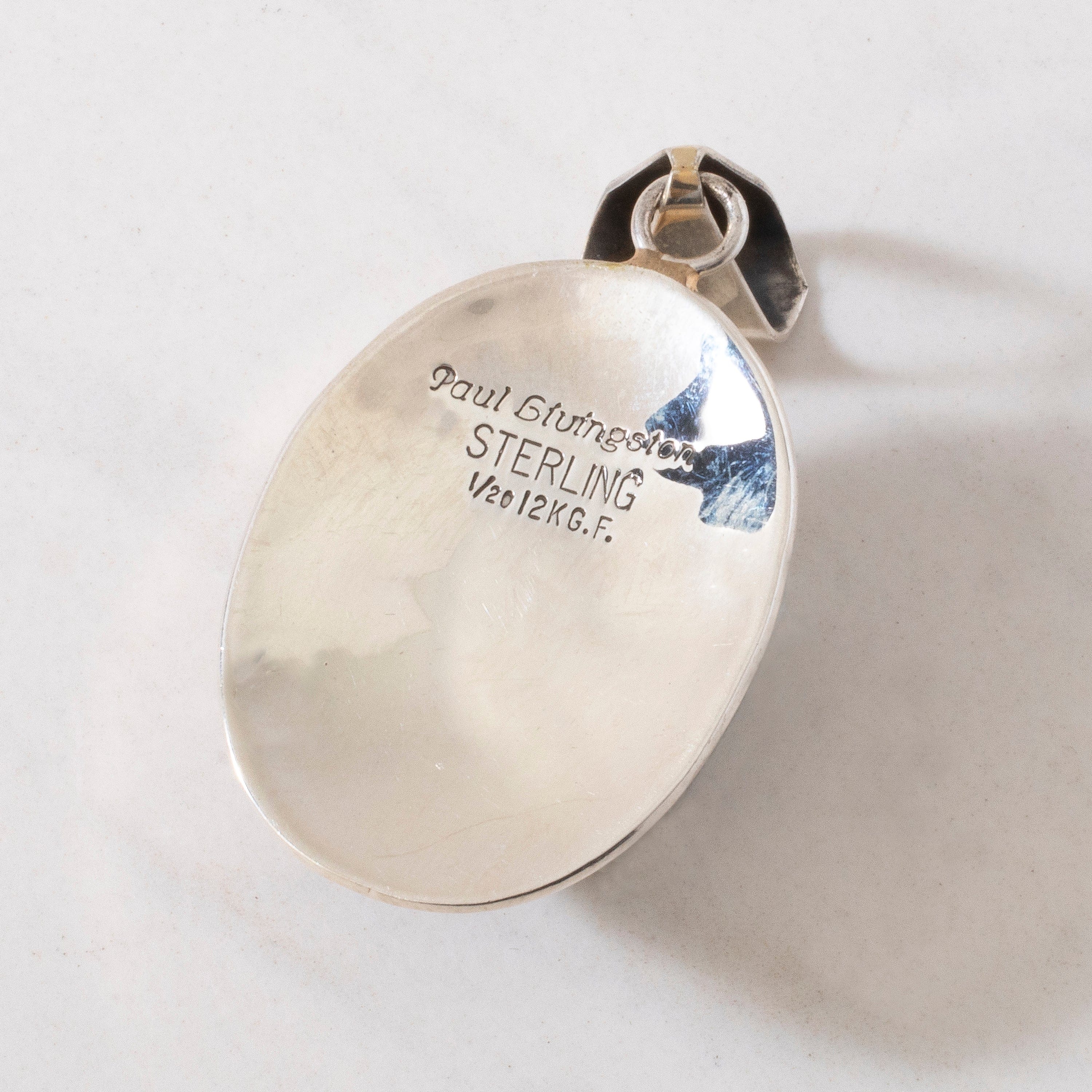 Kalifano Native American Jewelry Paul Livingston Lapis & Rutilated Quartz USA Native American Made 925 Sterling Silver & 12K Gold Filled Pendant NAN800.014