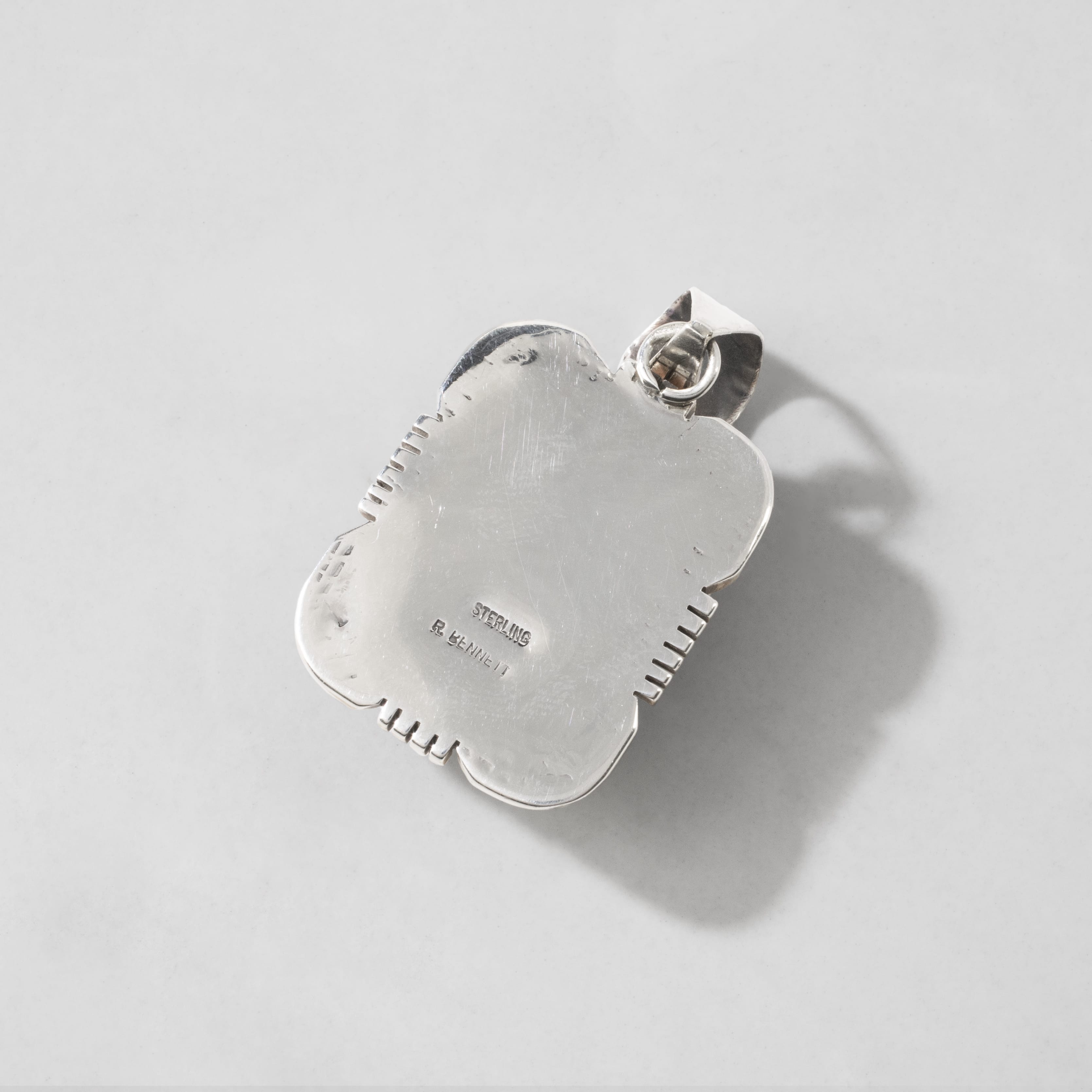 Kalifano Native American Jewelry Ray Bennett Black Onyx Rectangular USA Native American Made 925 Sterling Silver & 12K Gold Filled Pendant NAN650.006