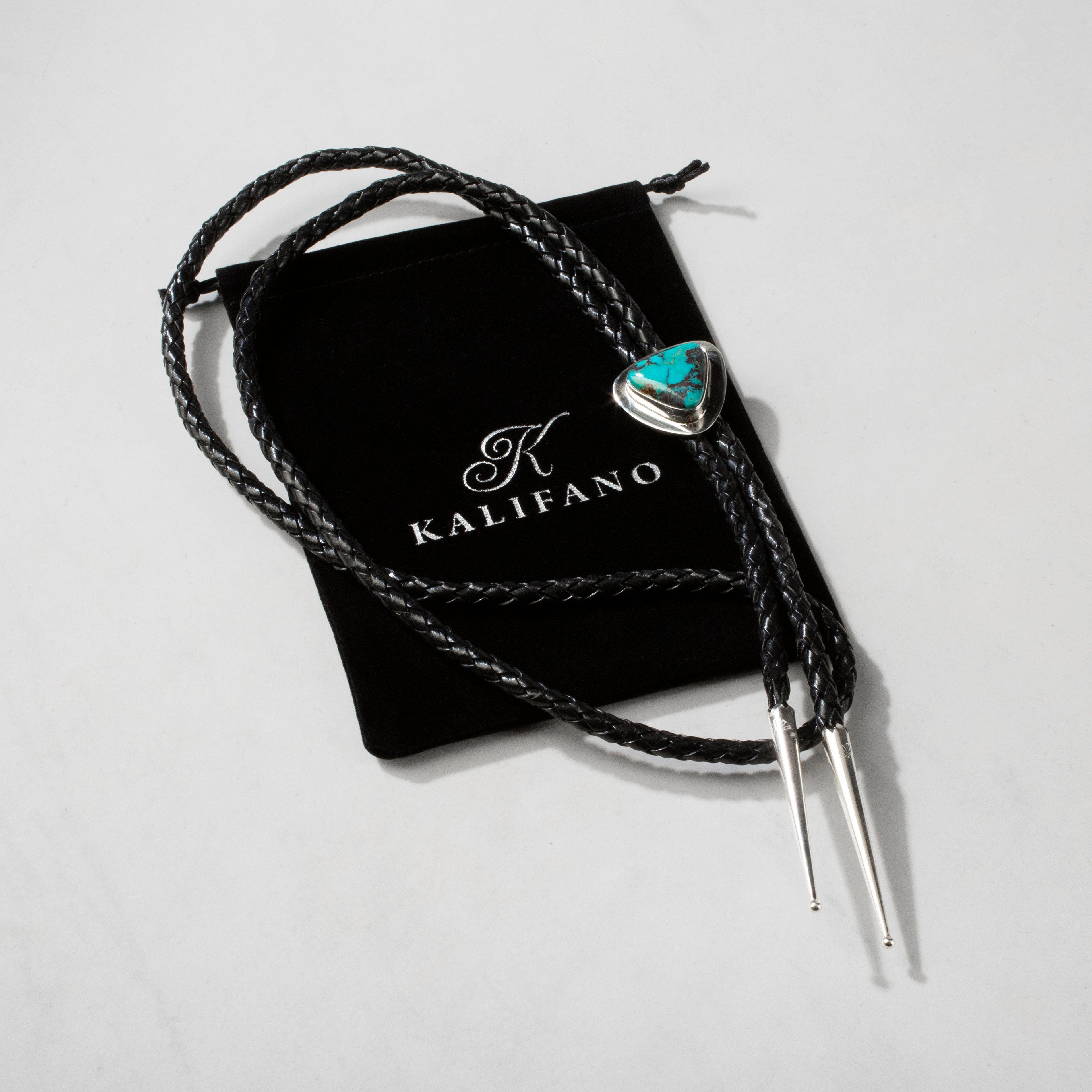 Kalifano Native American Jewelry Red Skin Turquoise 925 Sterling Silver USA Native American Made Bolo Tie NABT2350.001