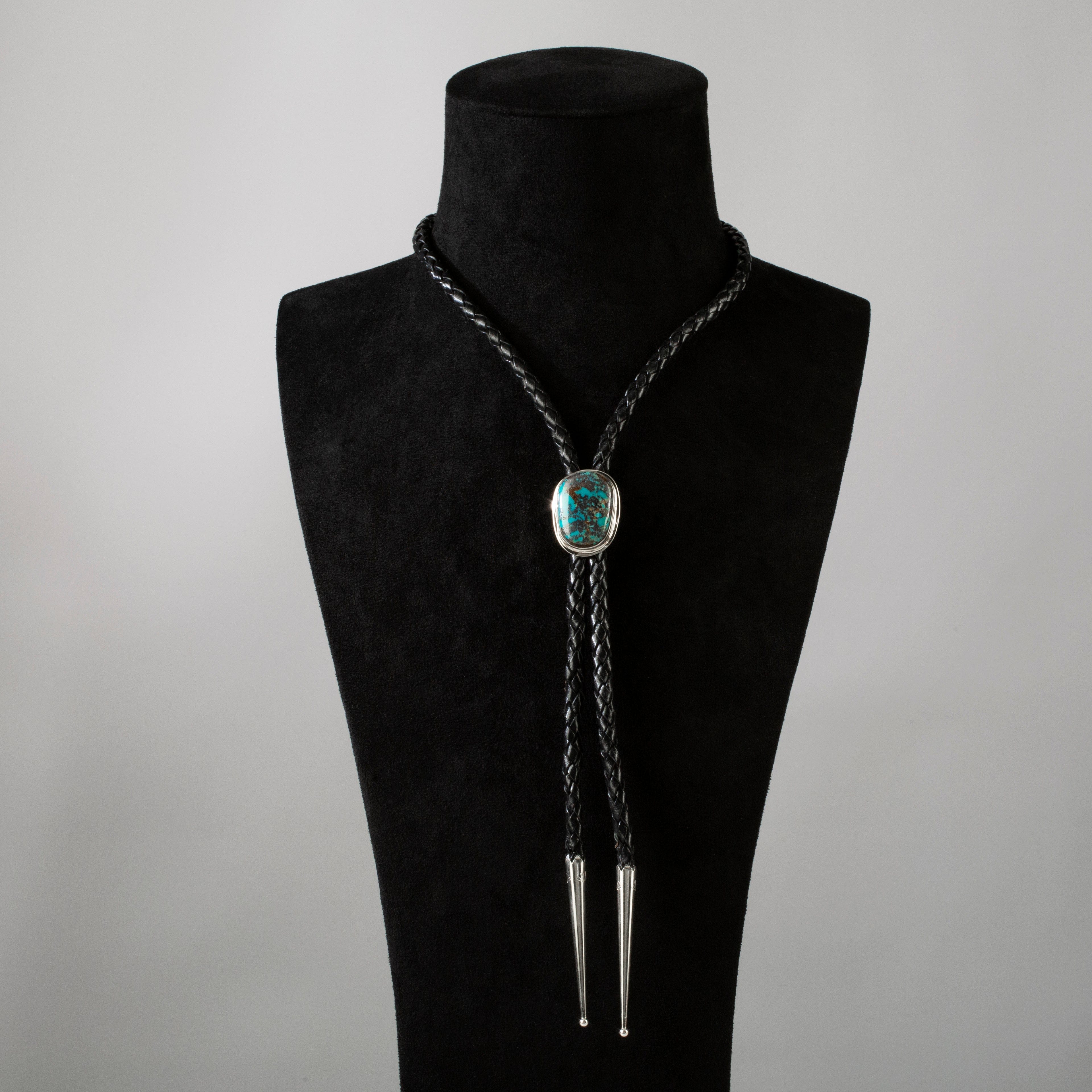 Kalifano Native American Jewelry Red Skin Turquoise 925 Sterling Silver USA Native American Made Bolo Tie NABT2450.001