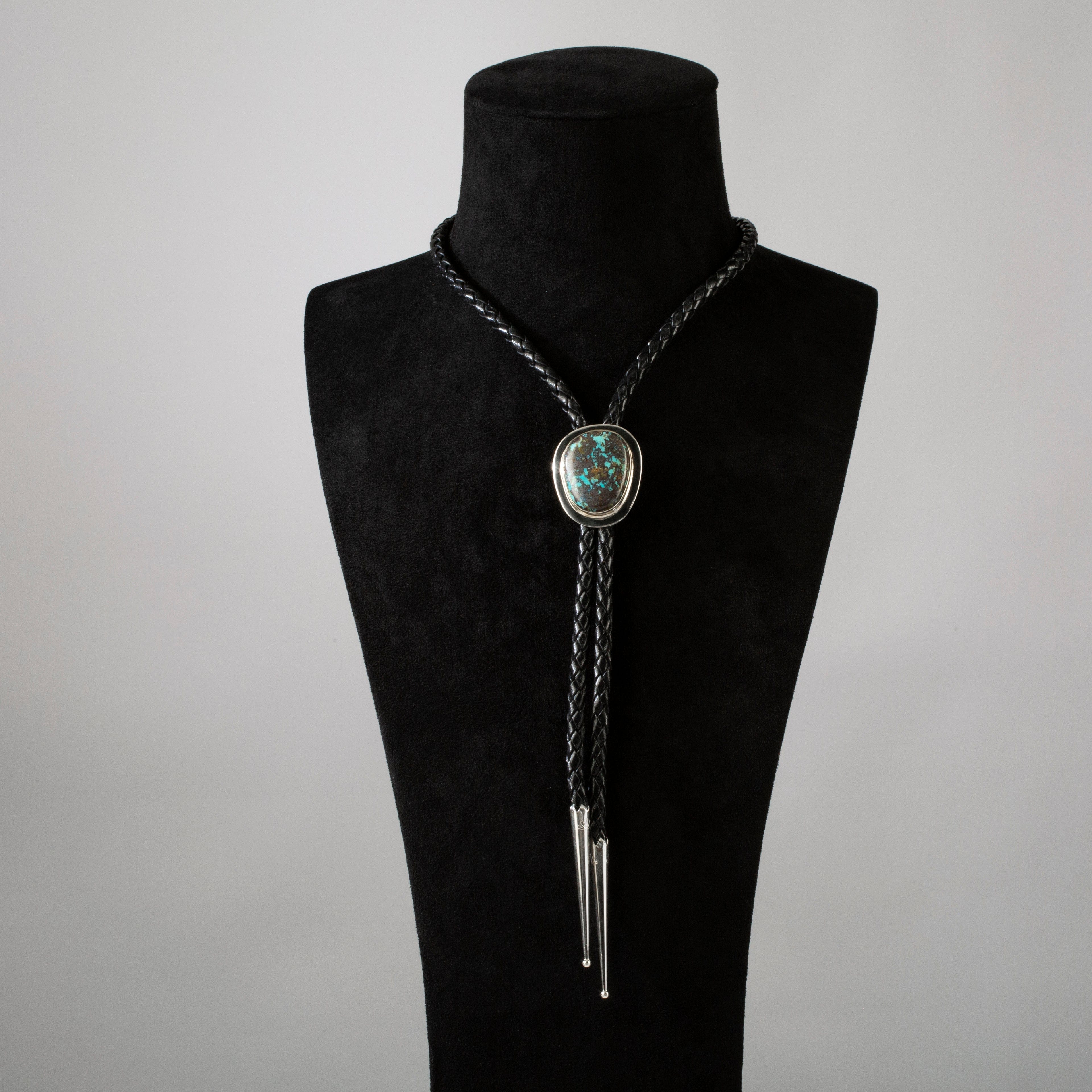 Kalifano Native American Jewelry Red Skin Turquoise 925 Sterling Silver USA Native American Made Bolo Tie NABT2950.001