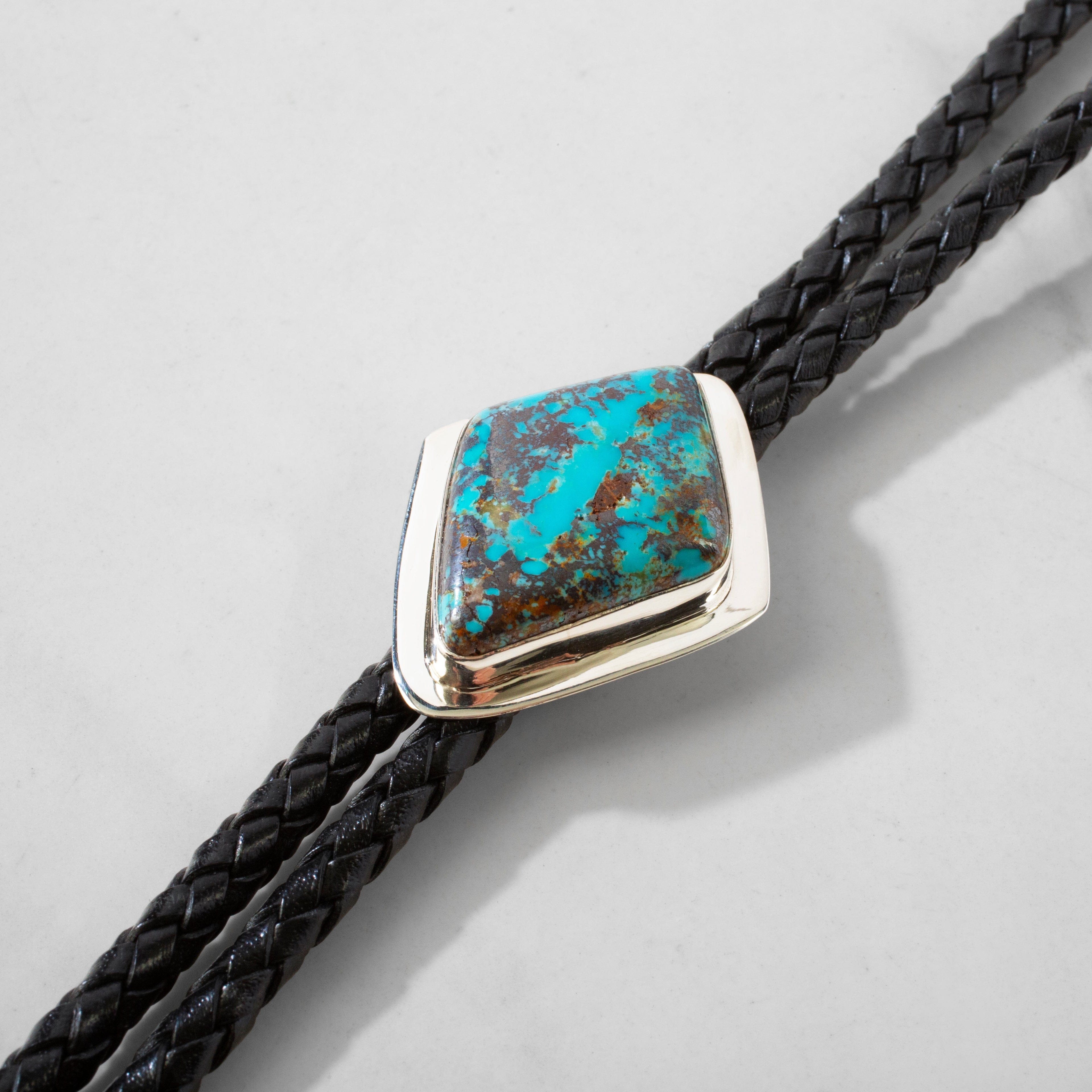 Kalifano Native American Jewelry Red Skin Turquoise 925 Sterling Silver USA Native American Made Bolo Tie NABT3400.001