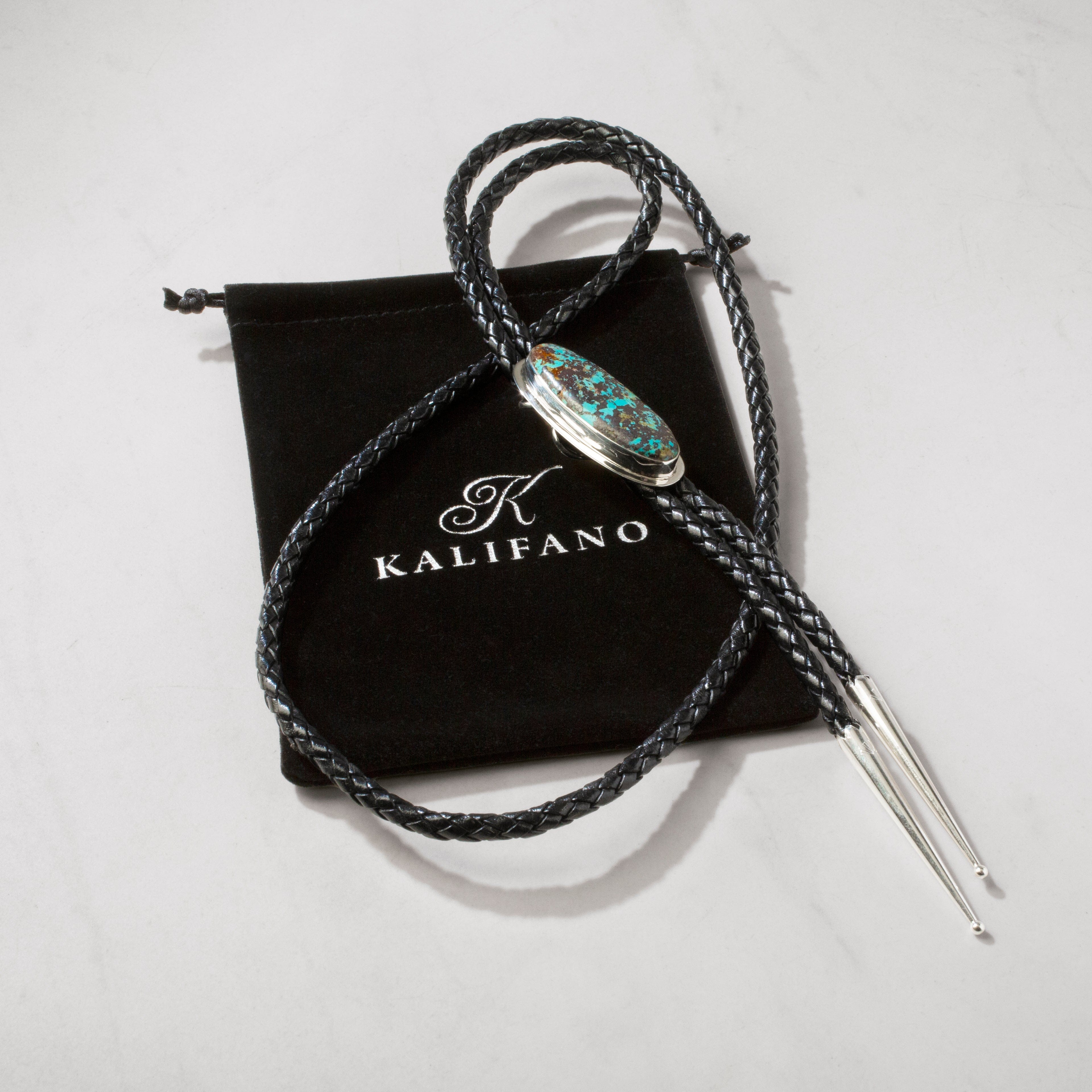 Kalifano Native American Jewelry Red Skin Turquoise 925 Sterling Silver USA Native American Made Bolo Tie NABT3550.001