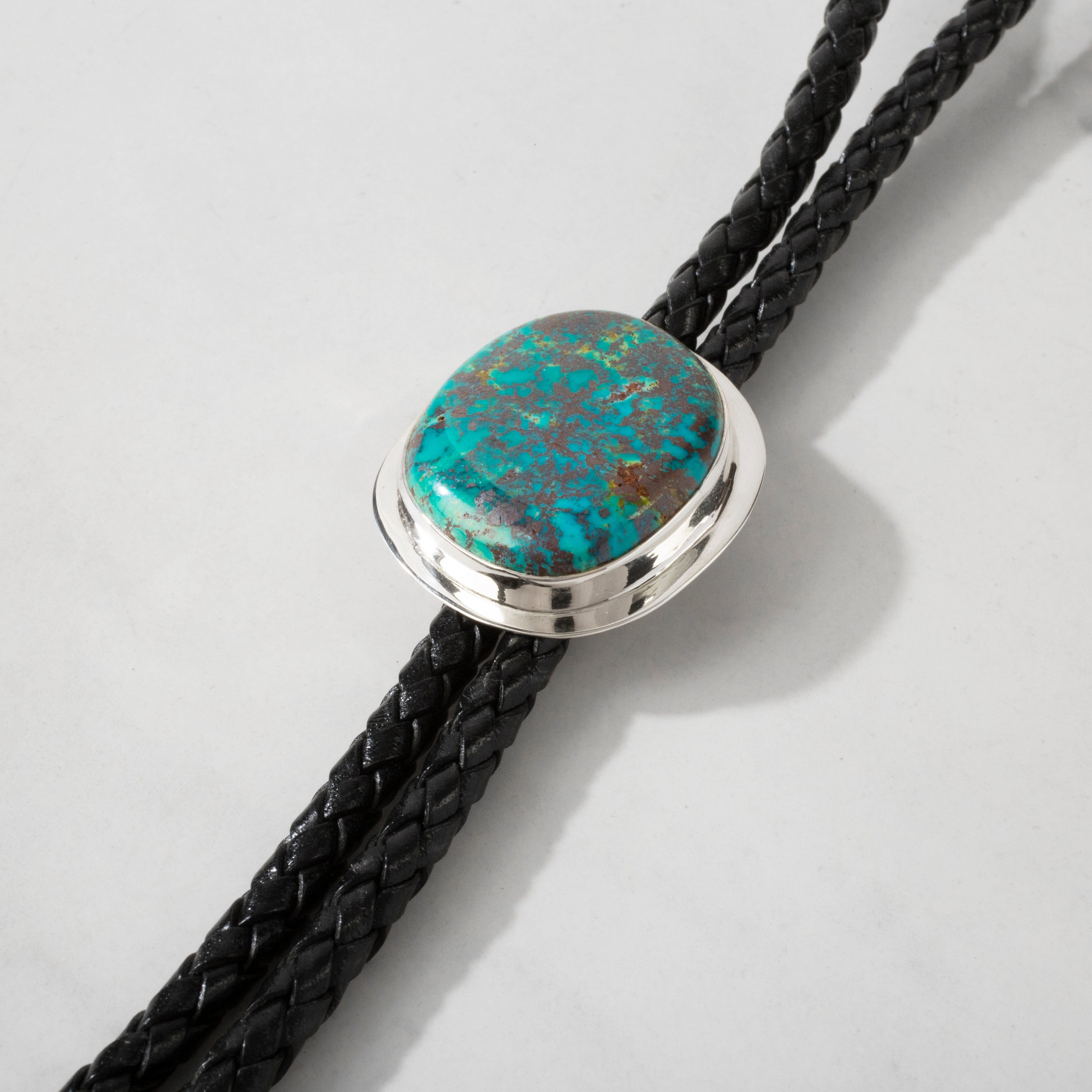 Kalifano Native American Jewelry Red Skin Turquoise 925 Sterling Silver USA Native American Made Bolo Tie NABT3650.001