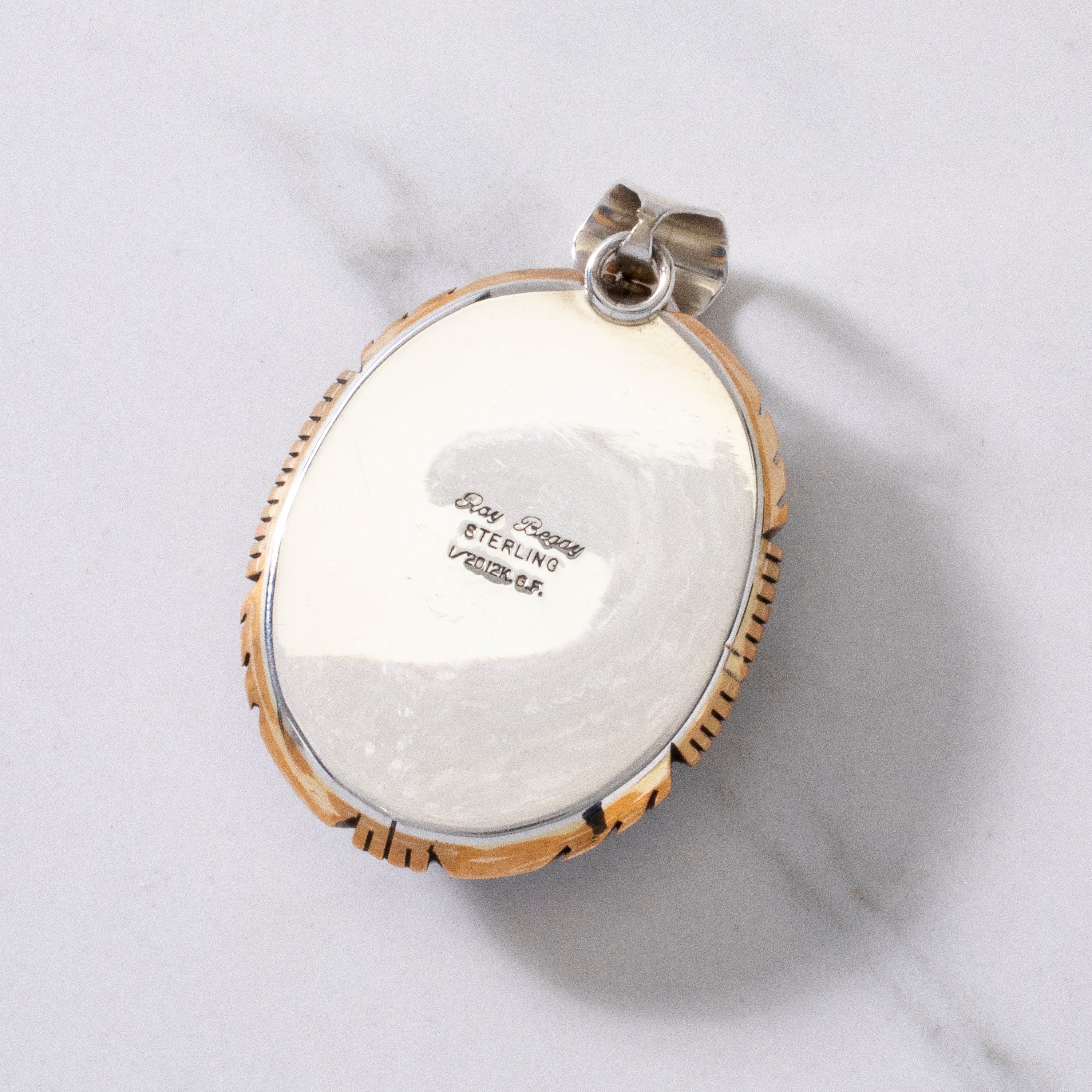 Kalifano Native American Jewelry Roy Begay Lapis Navajo USA Native American Made 925 Sterling Silver & 12K Gold Filled Pendant NAN1300.015