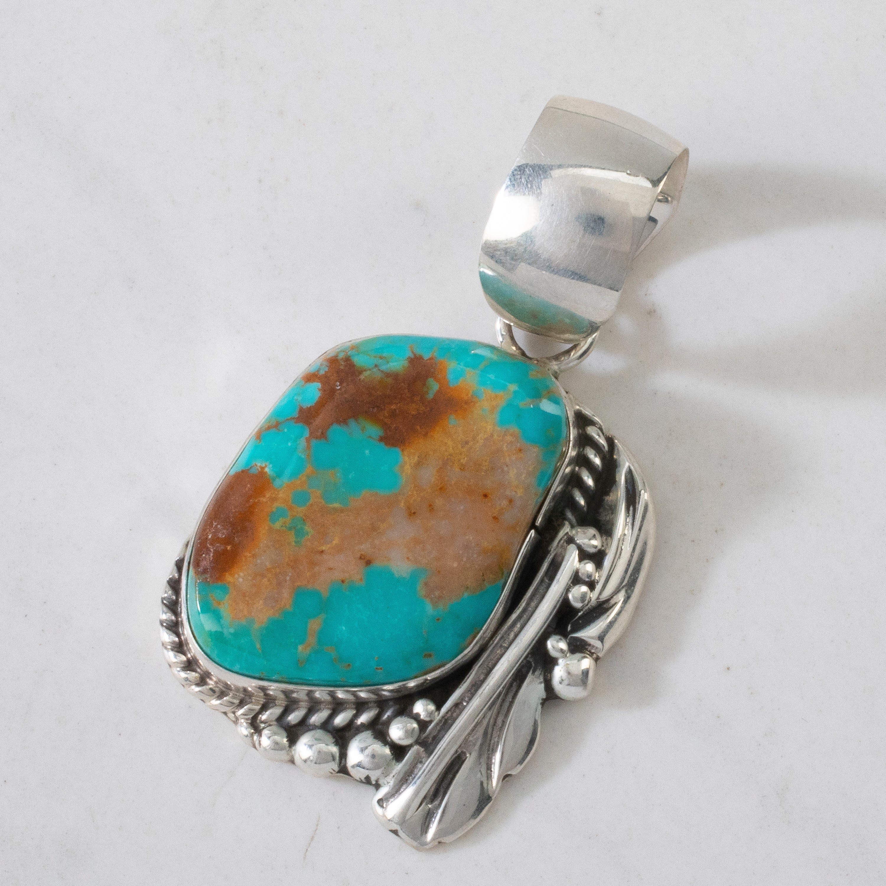 Kalifano Native American Jewelry Royston Turquoise USA Native American Made 925 Sterling Silver Pendant NAN1500.025