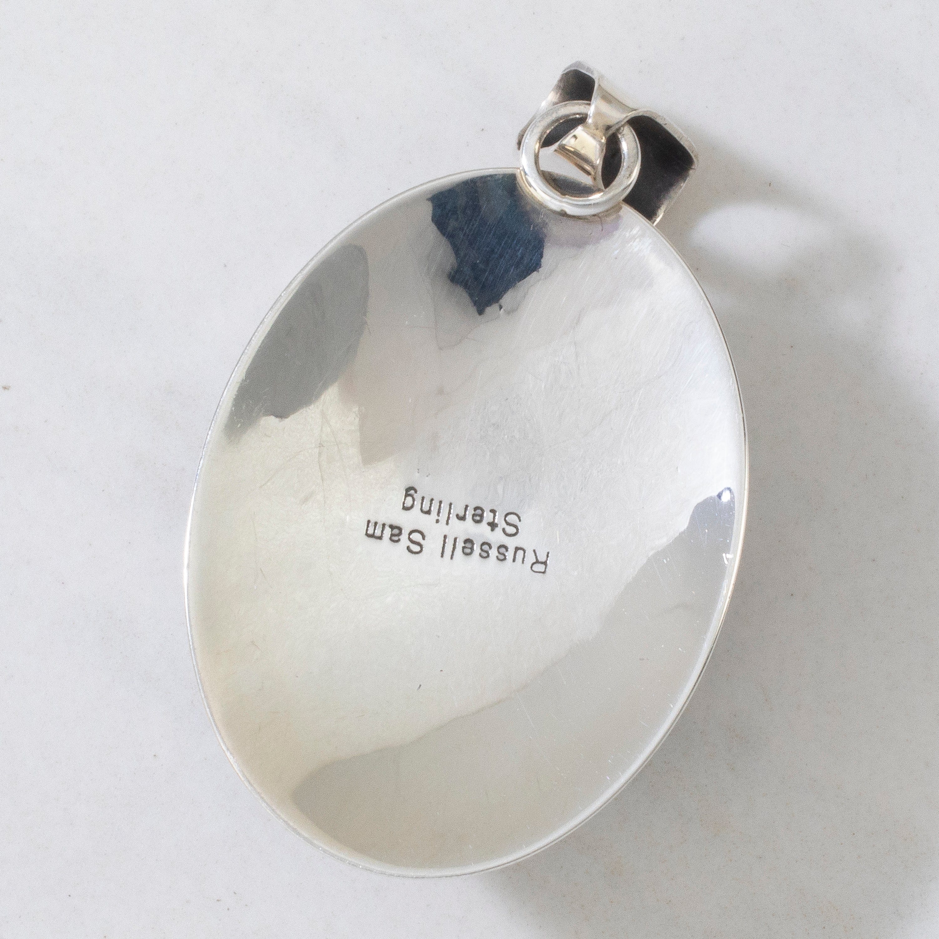 Kalifano Native American Jewelry Russell Sam Denim Lapis Navajo USA Native American Made 925 Sterling Silver Pendant NAN600.026