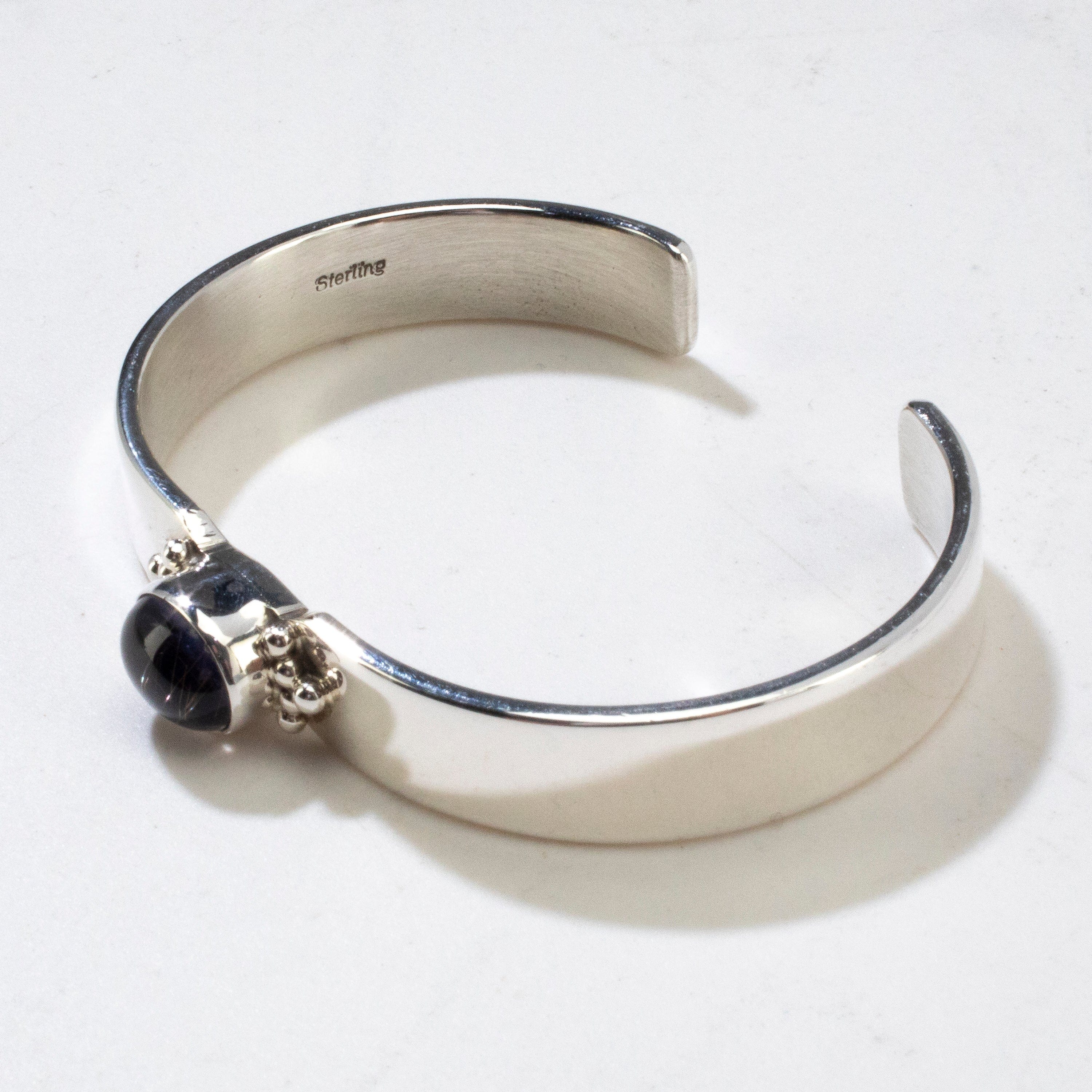 Kalifano Native American Jewelry Rutilated Amethyst Navajo USA Native American Made 925 Sterling Silver Cuff NAB900.054