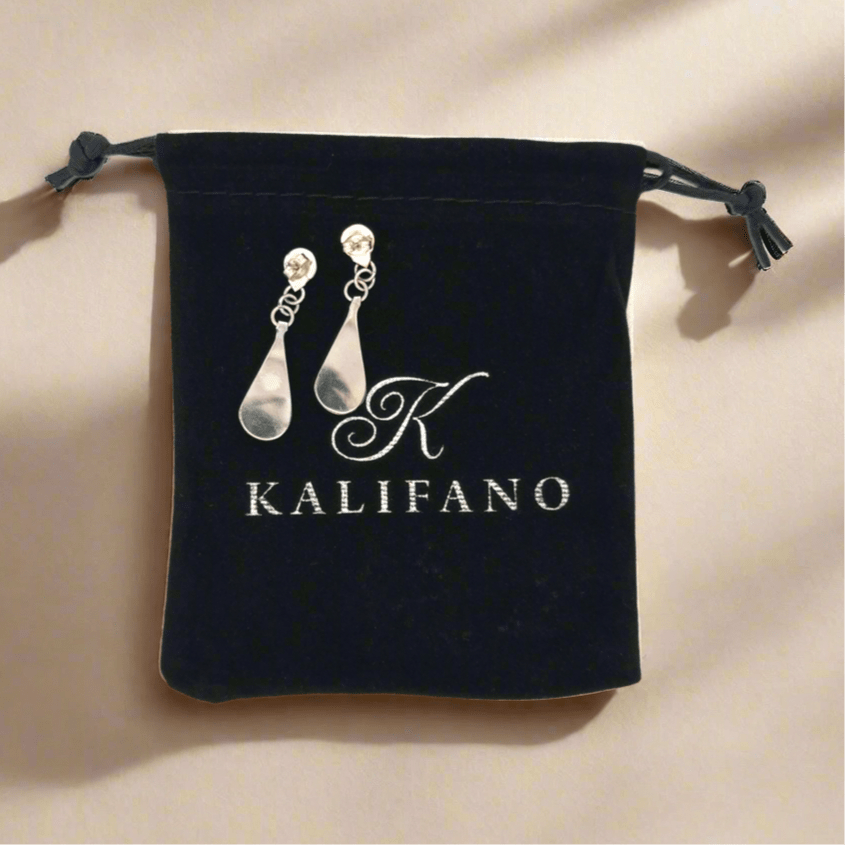 Kalifano Native American Jewelry Sandy Halusewa Kingman Turquoise Inlay Teardrop Zuni USA Native American Made 925 Sterling Silver Earrings with Stud Backing NAE1000.007