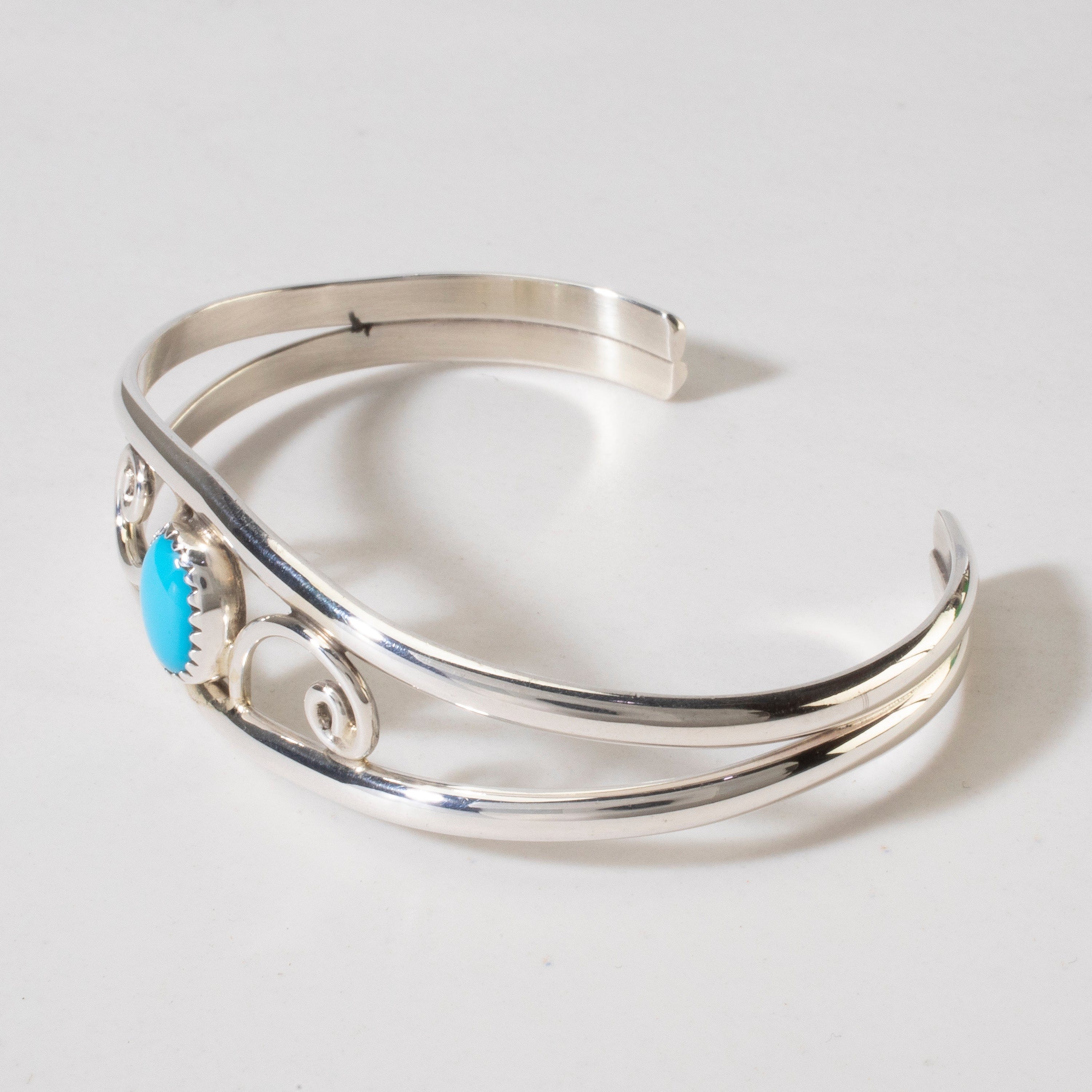 Kalifano Native American Jewelry Sleeping Beauty Turquoise Navajo USA Native American Made 925 Sterling Silver Cuff NAB500.013