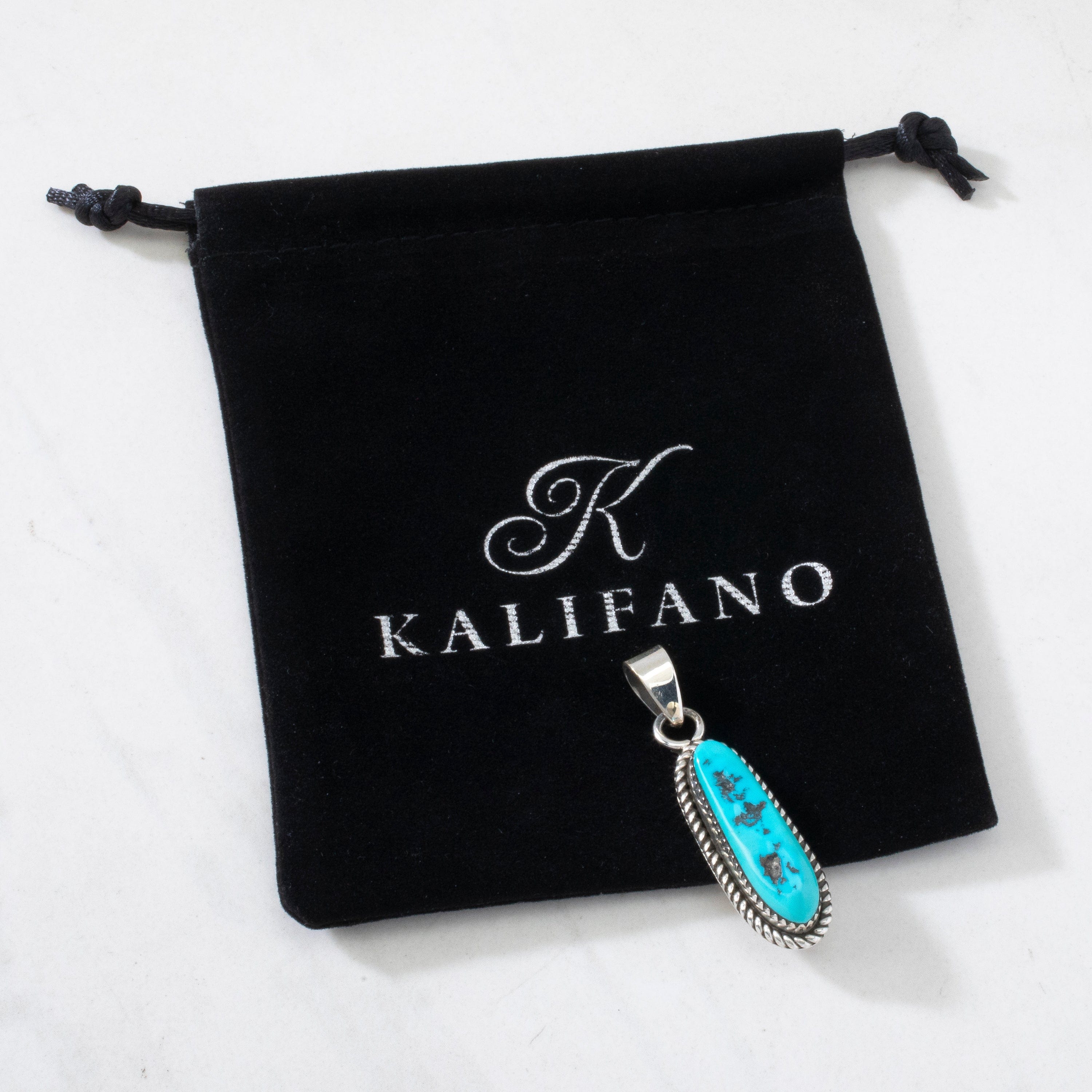 Kalifano Native American Jewelry Sleeping Beauty USA Native American Made 925 Sterling Silver Pendant NAN800.020