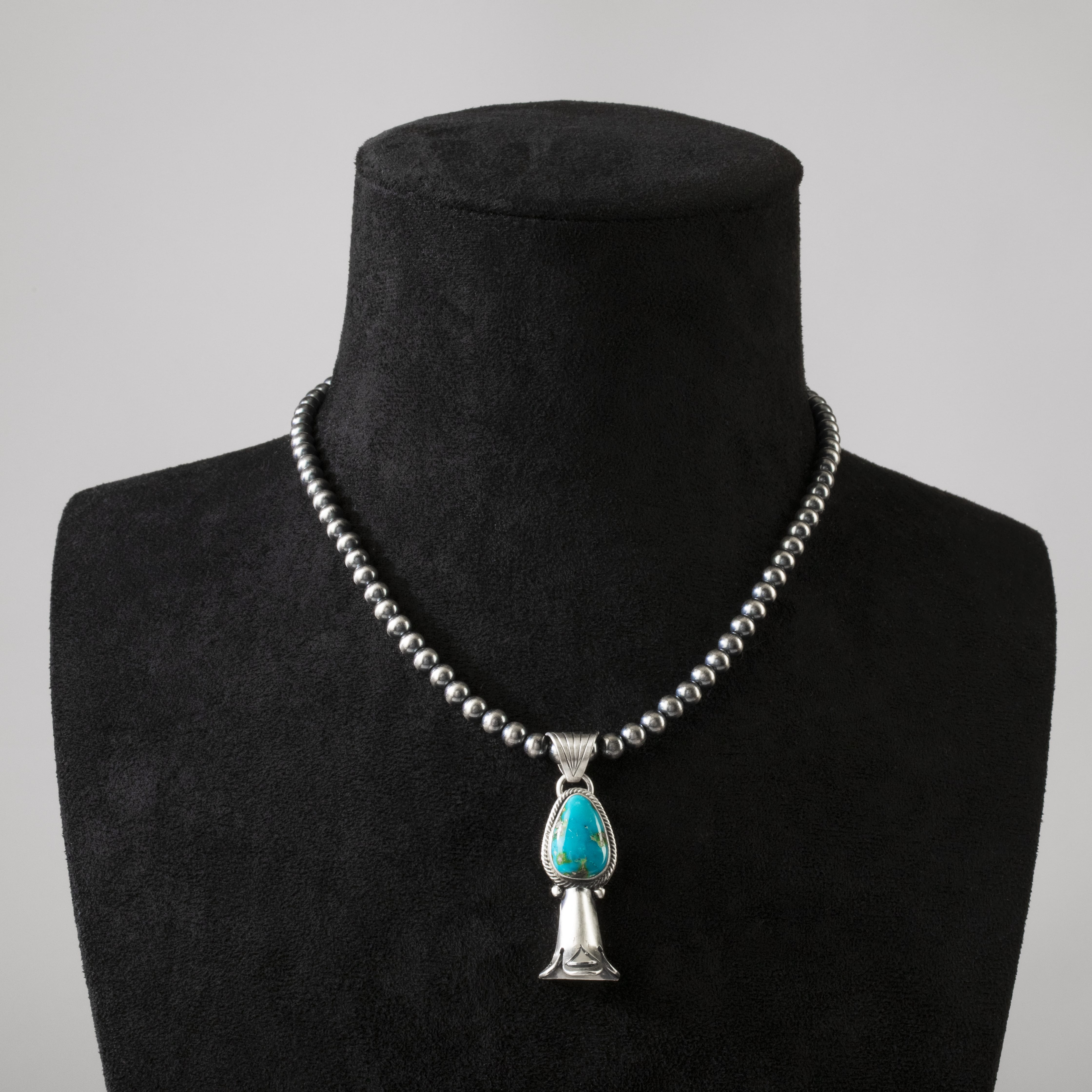 Kalifano Native American Jewelry Verley Betone Kingman Turquoise Navajo Pearl USA Native American Made 925 Sterling Silver Necklace NAN1000.011