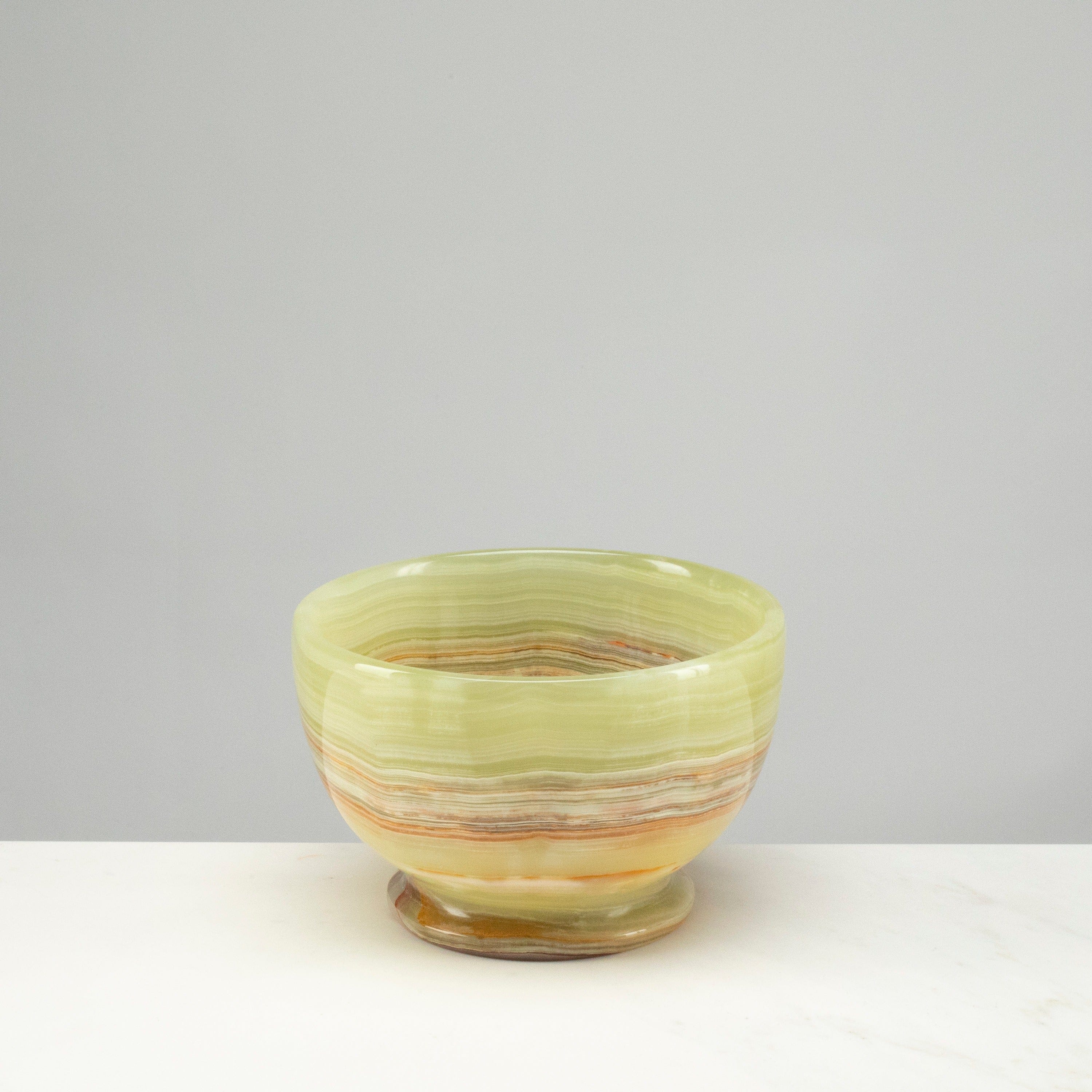 KALIFANO | Pakistan Green Onyx Bowl with Stand - Natural & Hand-carved