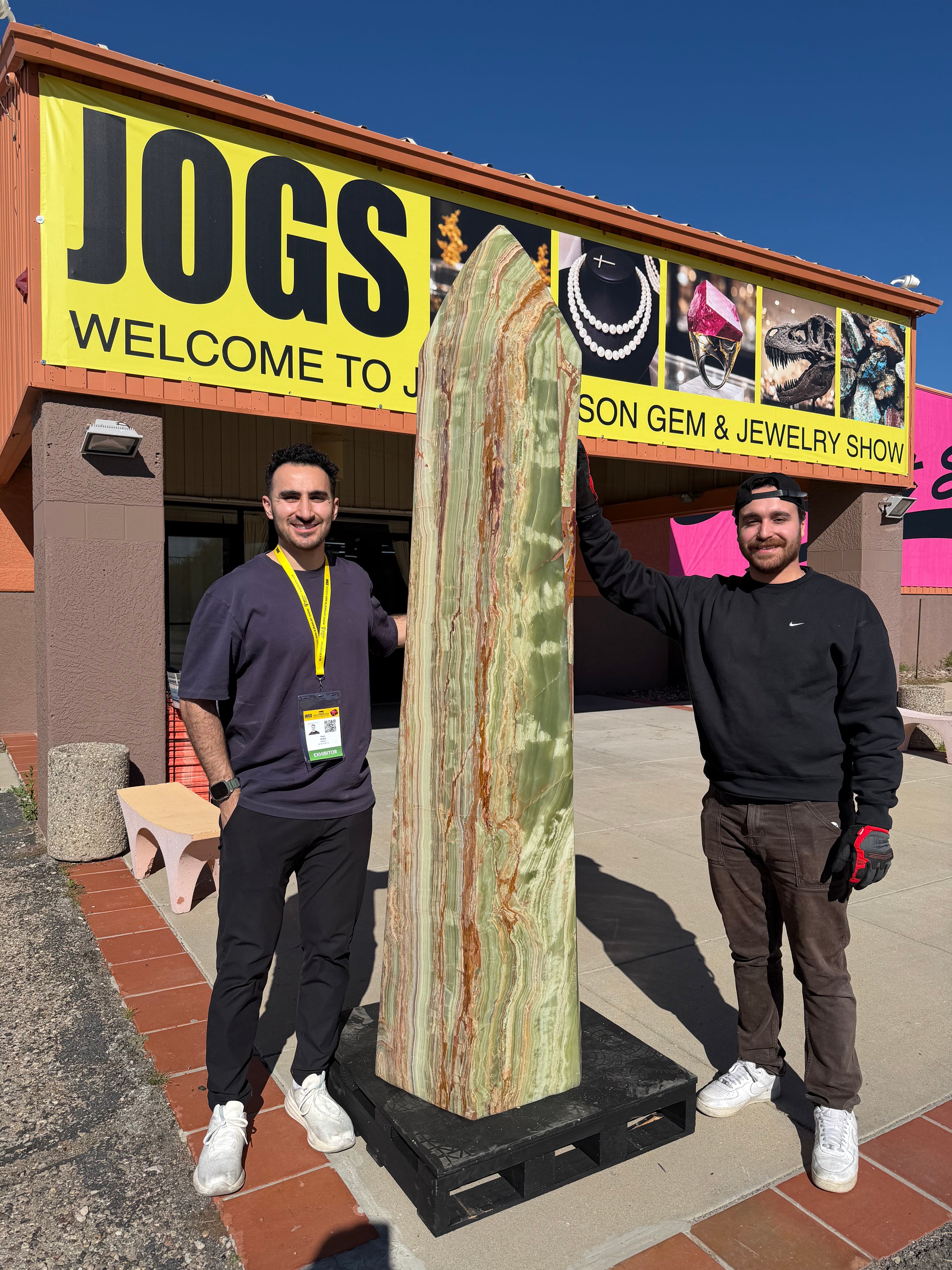 Kalifano Pakistan Onyx Banded Onyx Obelisk Tower from Pakistan - 90" / 3,970 lbs PON-OB90