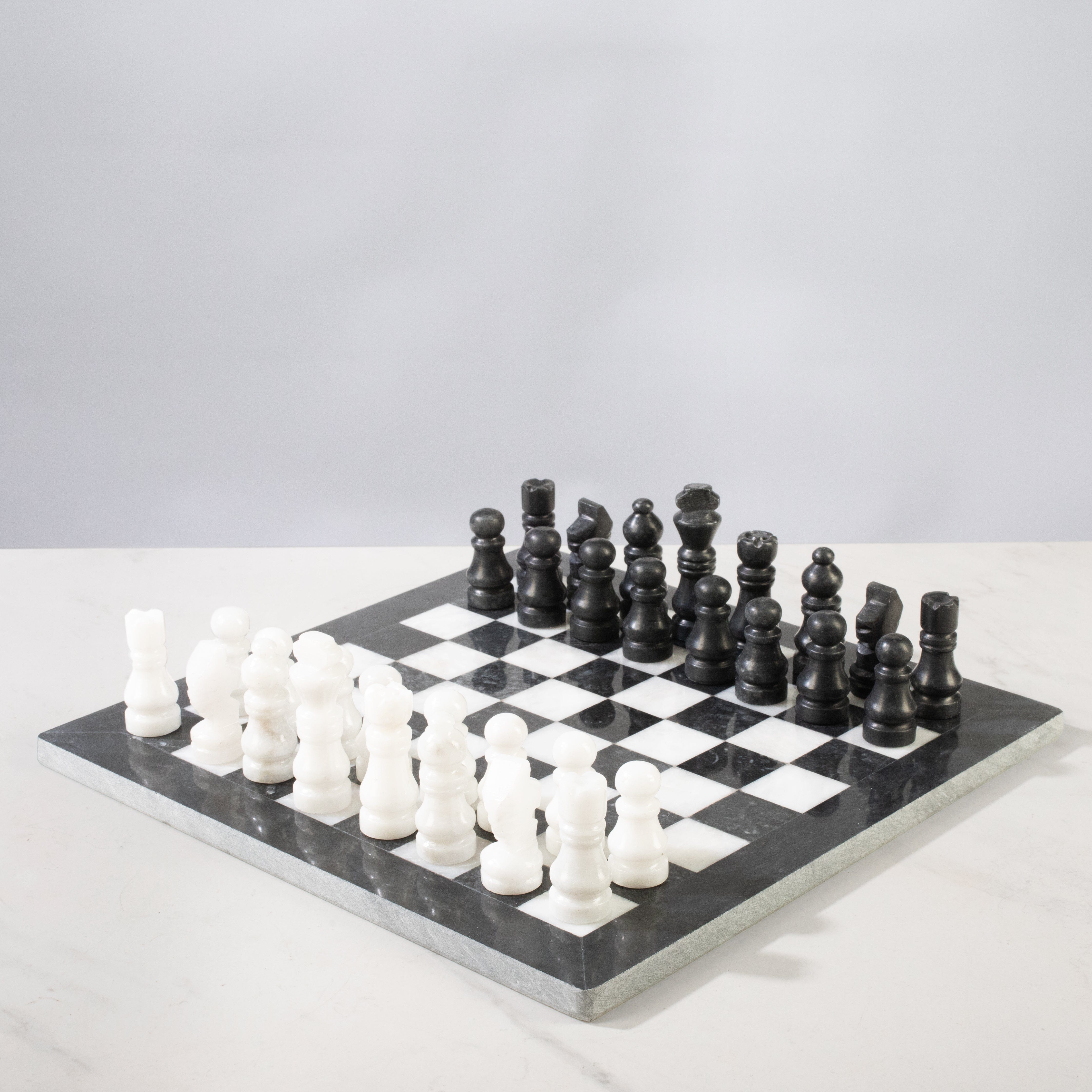 KALIFANO Pakistan Onyx Black Onyx Chess Set PON-CS12X12-B
