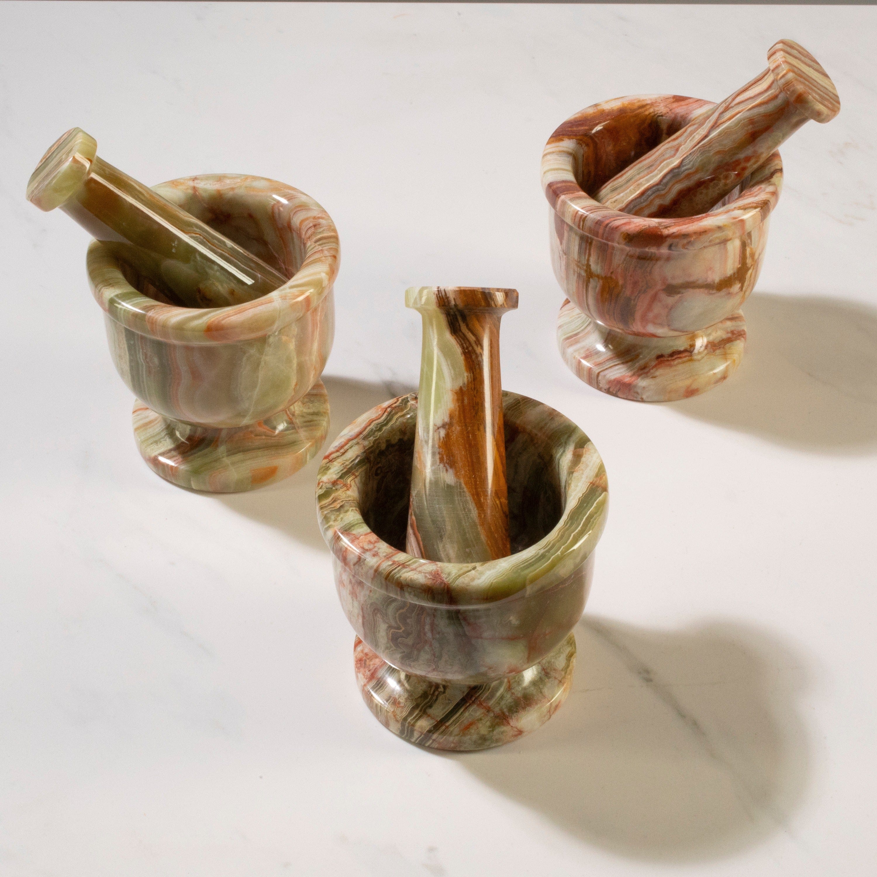 KALIFANO Pakistan Onyx Pakistan Green Onyx Mortar & Pestal - 4" PON-MP4