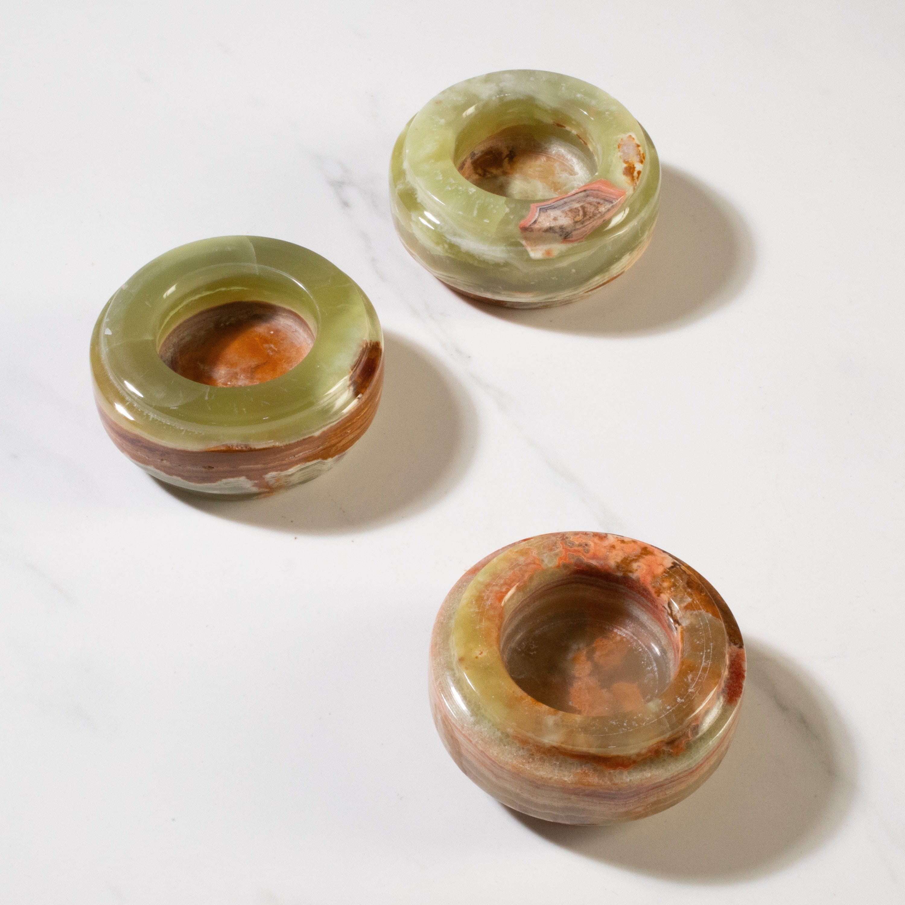 KALIFANO Pakistan Onyx Pakistan Round Green Onyx Candle Holder GCH-PON1