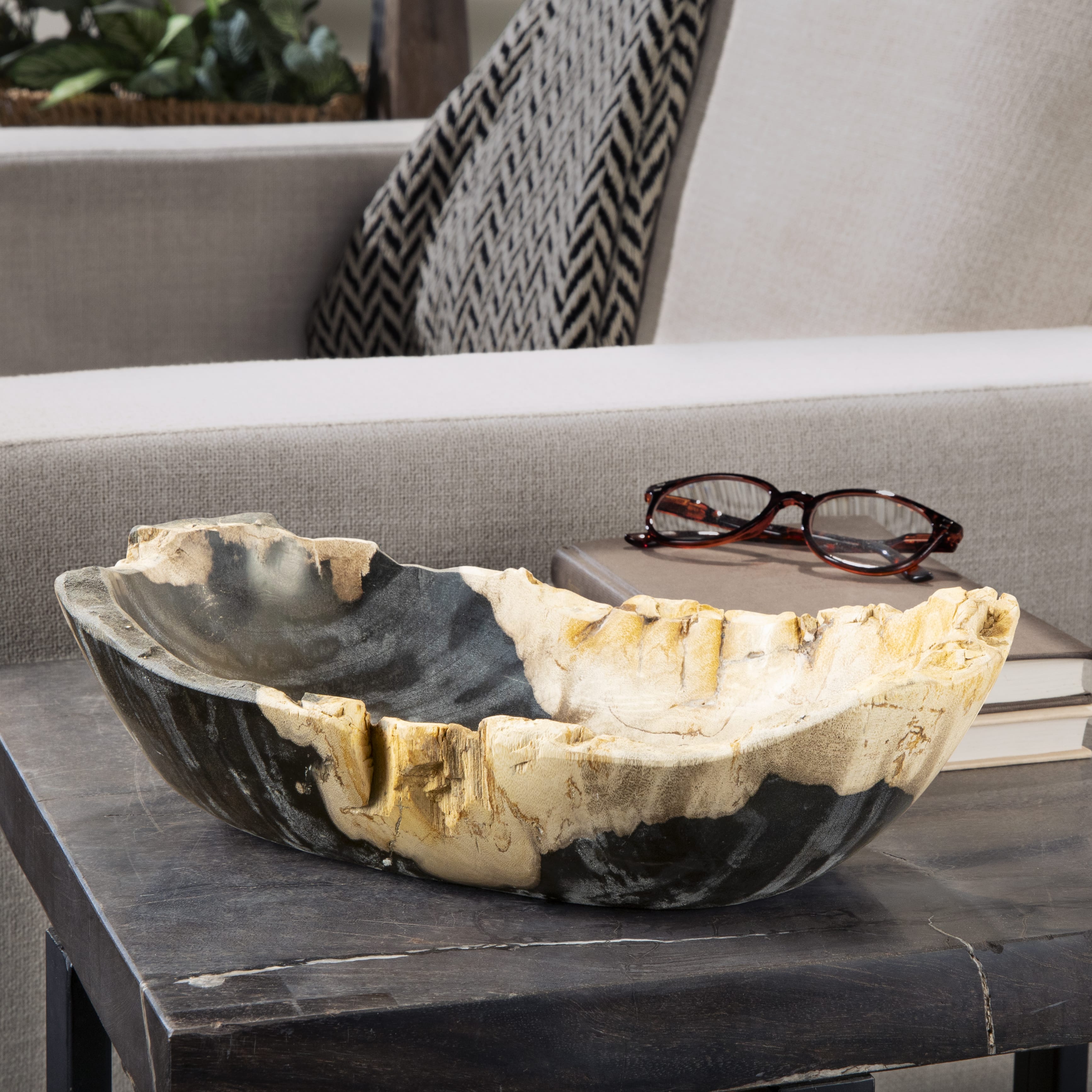 Kalifano Petrified Wood 13" Petrified Wood Bowl PWBO700-MIX