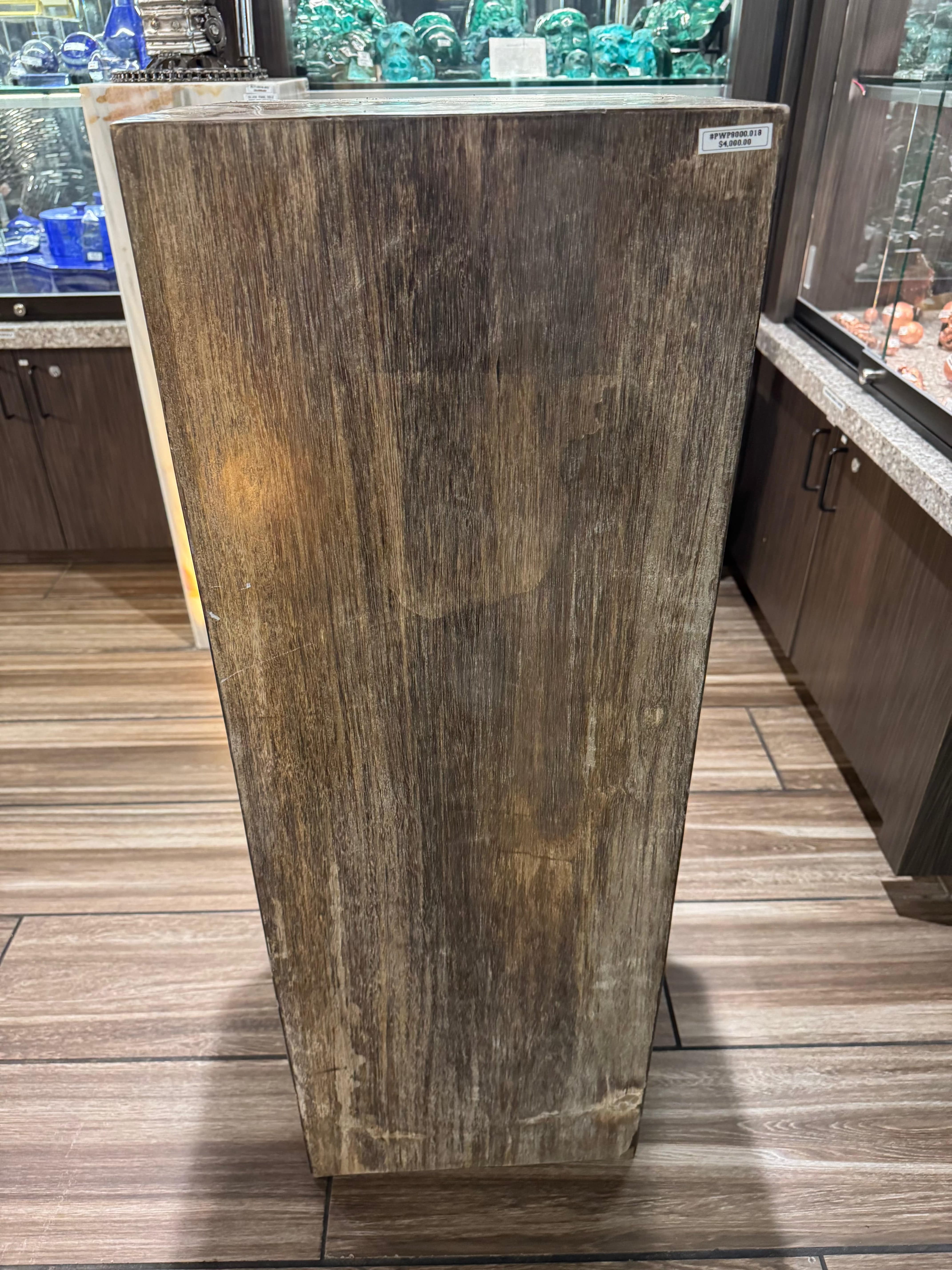 Kalifano Petrified Wood Brown Petrified Wood Hollow Square Pedestal 39" / 163 lbs PWP8000.018