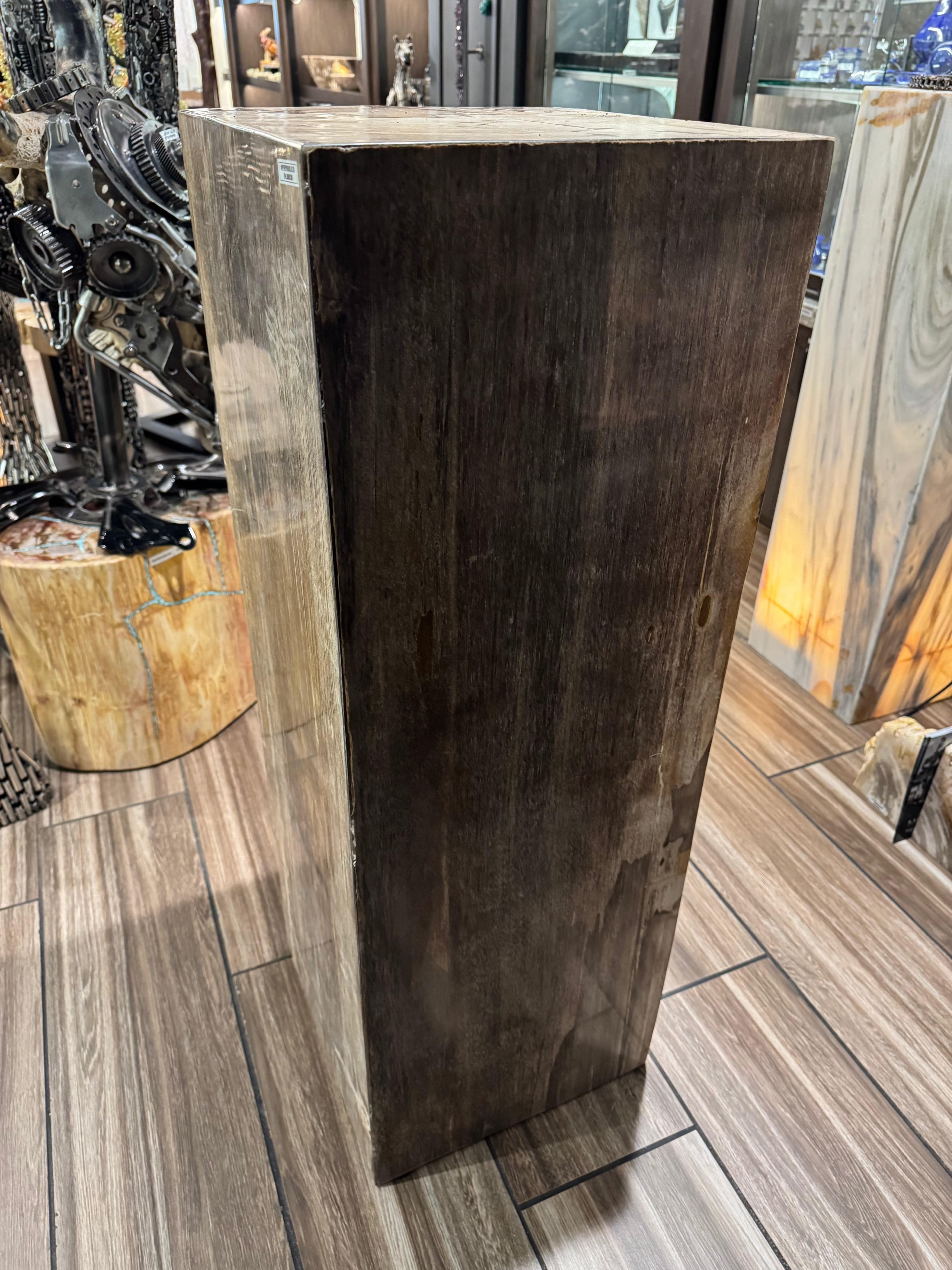 Kalifano Petrified Wood Brown Petrified Wood Hollow Square Pedestal 39" / 163 lbs PWP8000.018
