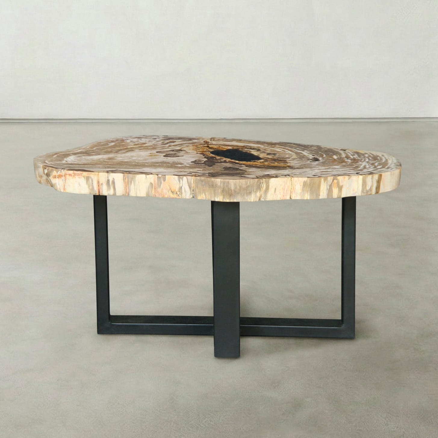 Kalifano Petrified Wood Natural Petrified Wood Round Slab Coffee Table from Indonesia - 31" / 71 lbs PWT3100.003