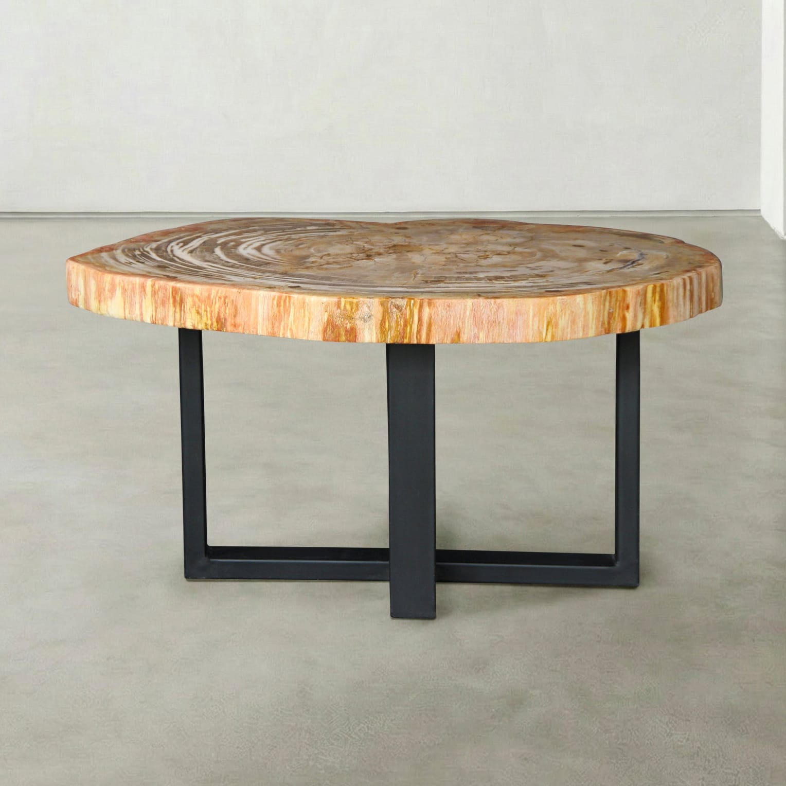 Kalifano Petrified Wood Natural Petrified Wood Round Slab Coffee Table from Indonesia - 33" / 115 lbs PWT4700.001