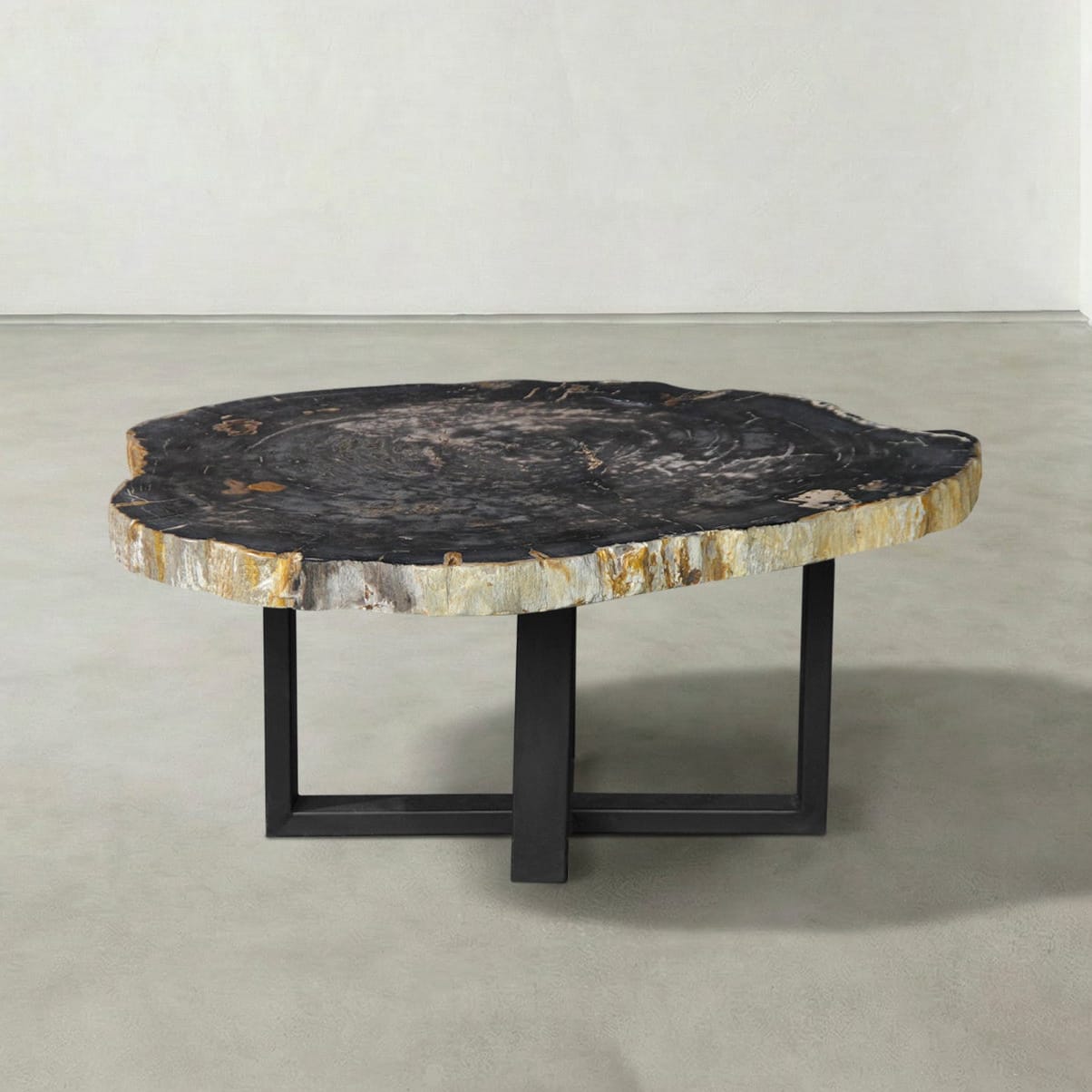 Kalifano Petrified Wood Natural Petrified Wood Round Slab Coffee Table from Indonesia - 34" / 144 lbs PWT5700.002