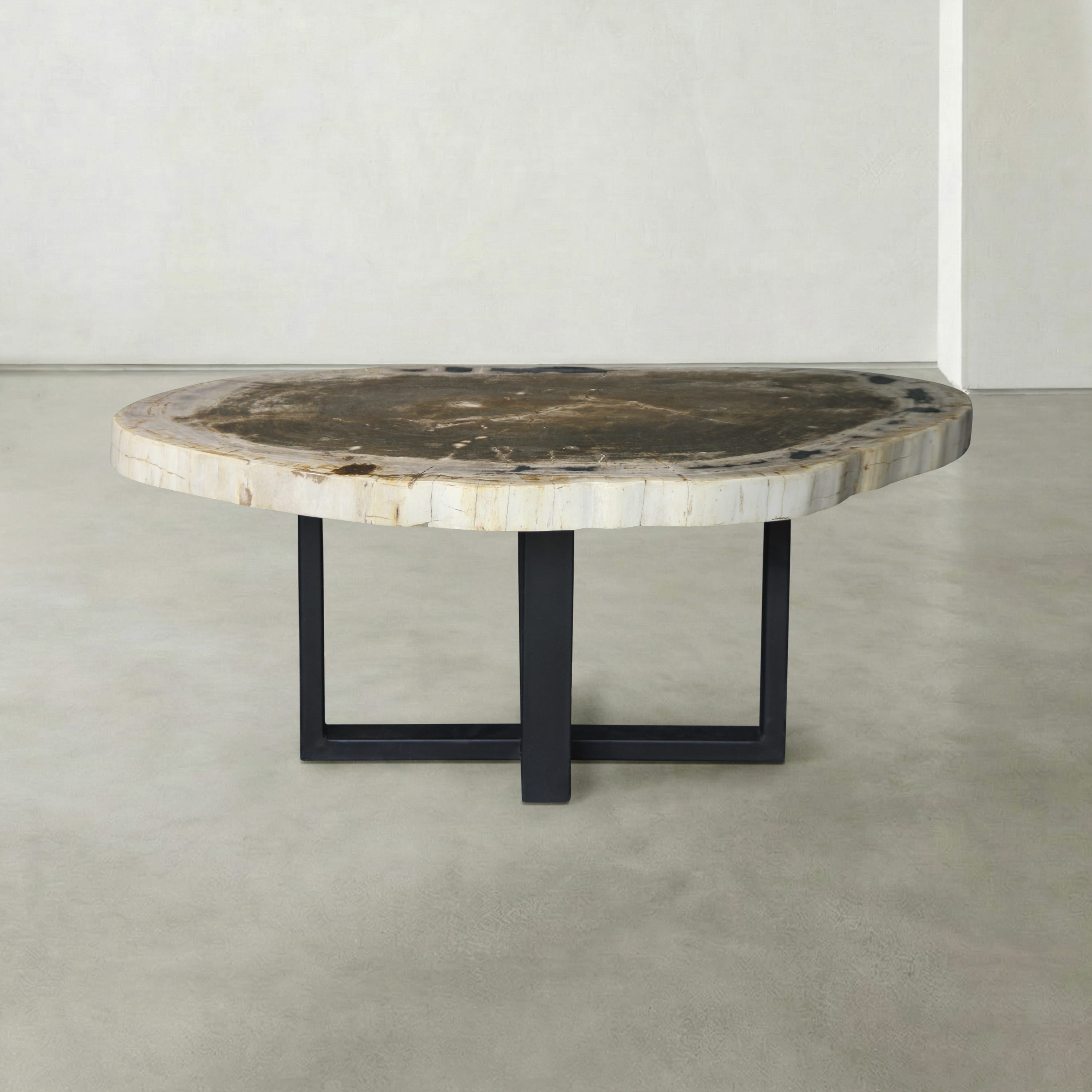 Kalifano Petrified Wood Natural Petrified Wood Round Slab Coffee Table from Indonesia - 41" / 159 lbs PWT6300.001