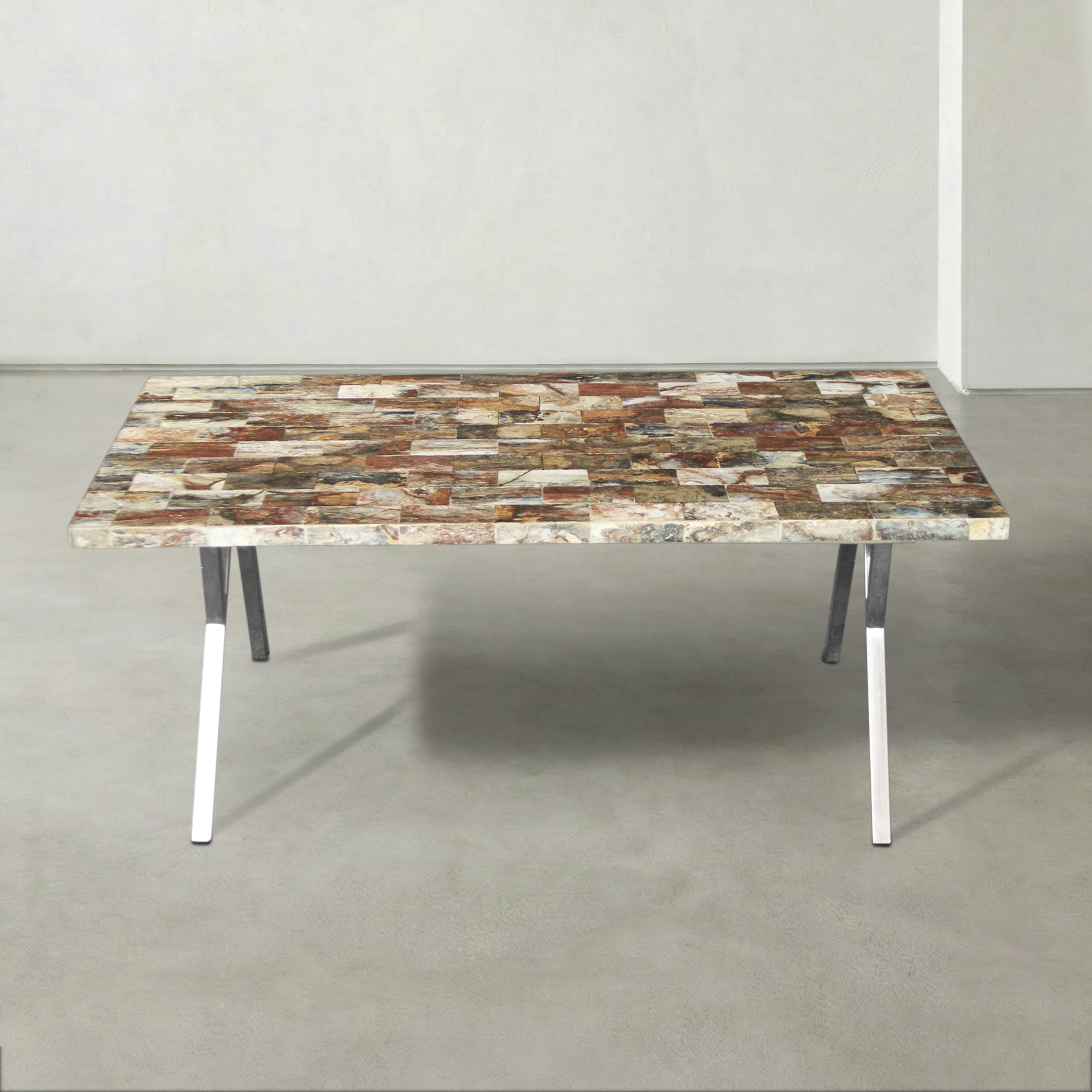 Kalifano Petrified Wood Natural Polished Jasper Rectangular Table Top from Indonesia - 39" / 44 lbs PWR4600.004