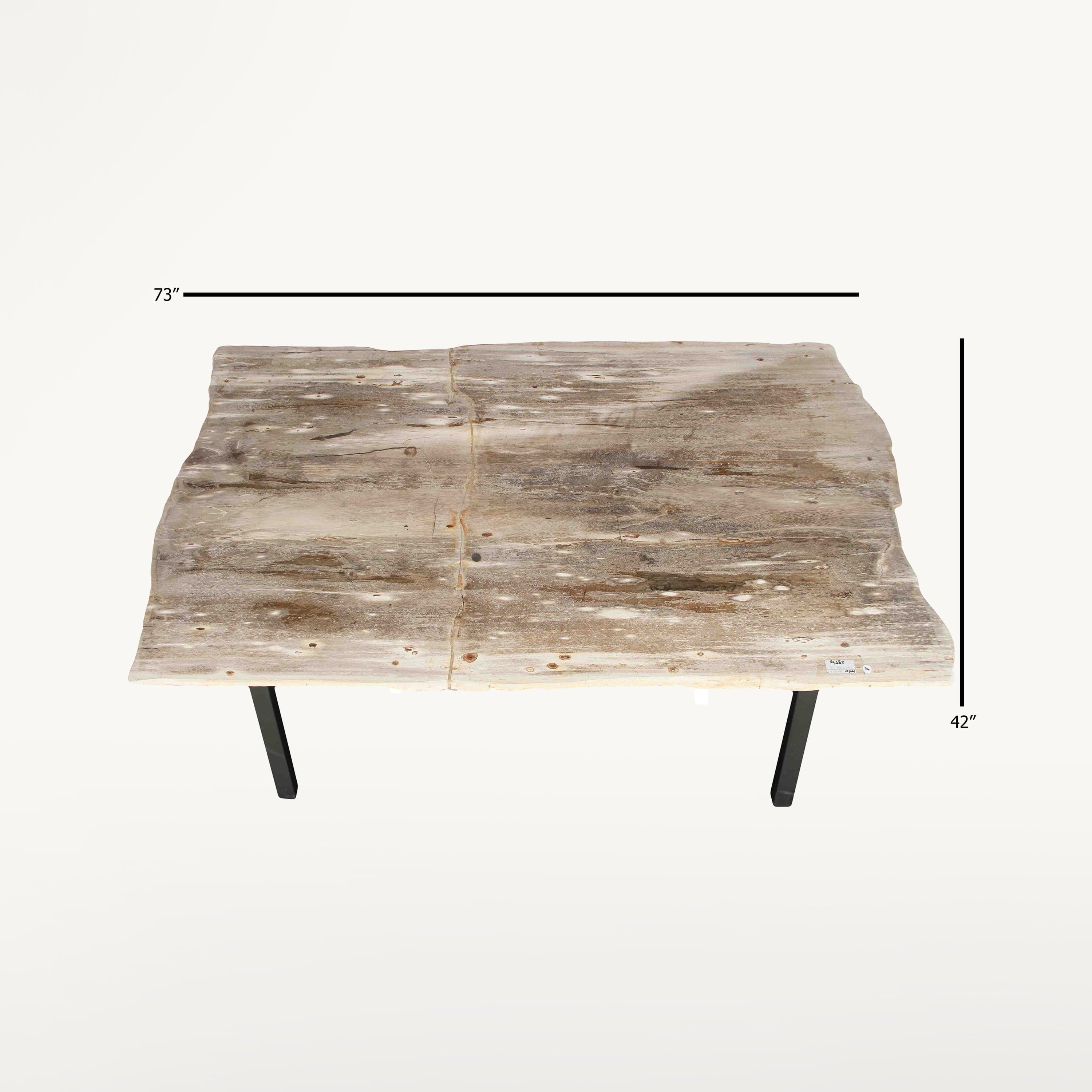 Kalifano Petrified Wood Natural Polished Petrified Wood Rectangular Table Top from Indonesia - 73" / 650 lbs PWR23600.001