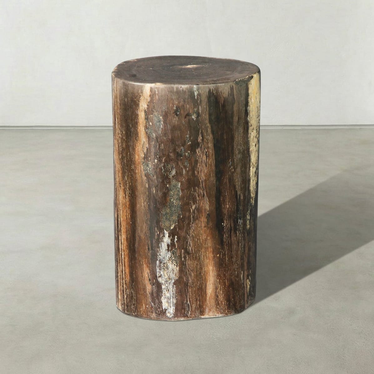 Kalifano Petrified Wood Natural Polished Petrified Wood Stool from Indonesia - 16" / 82 lbs PWS2000.006