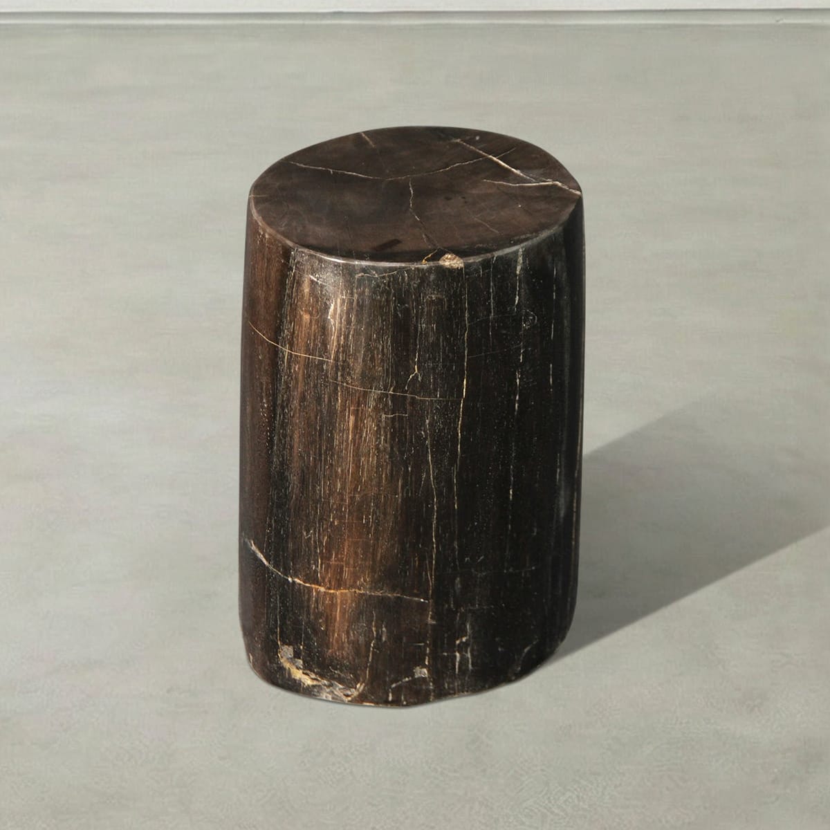 Kalifano Petrified Wood Natural Polished Petrified Wood Stool from Indonesia - 16" / 97 lbs PWS2300.003