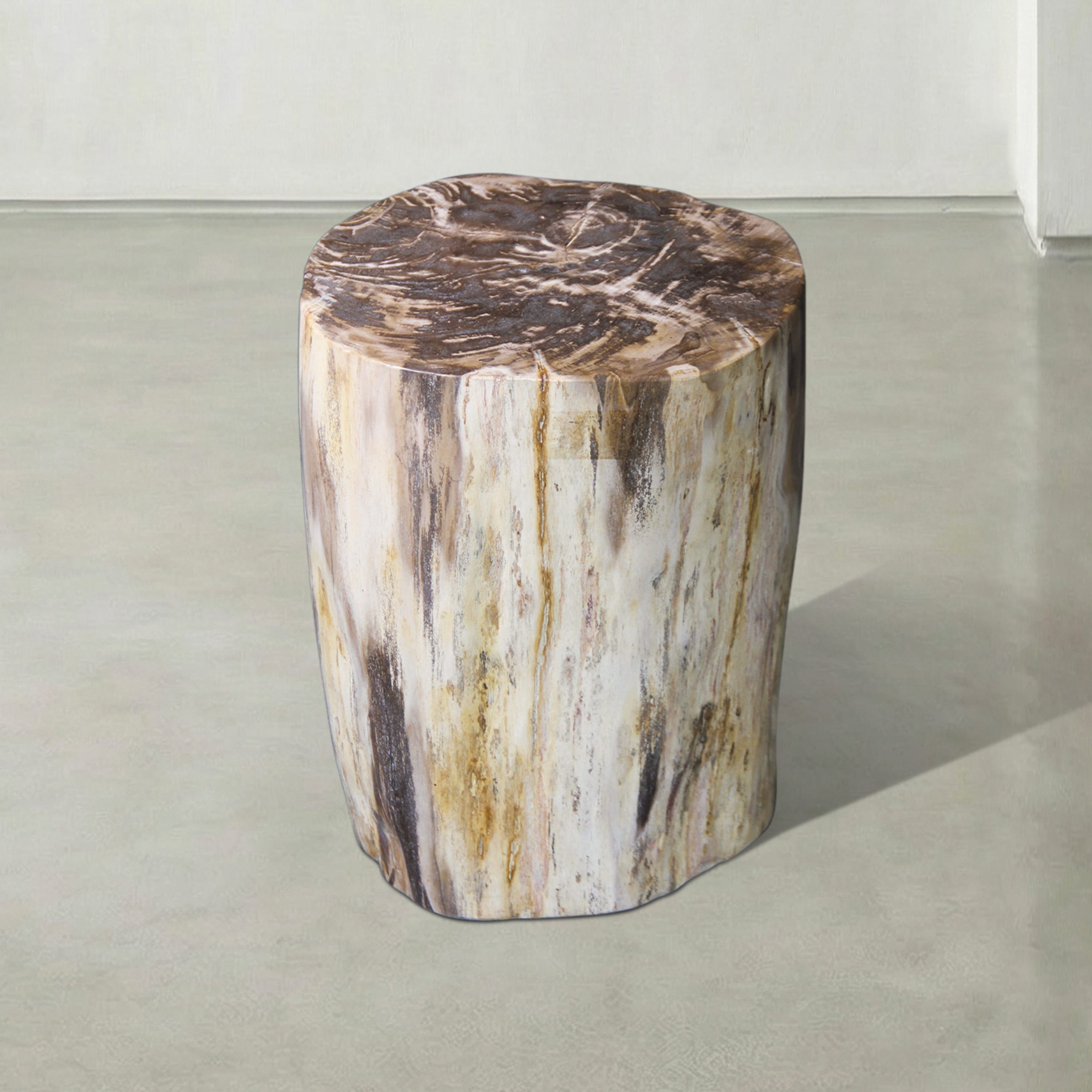 Kalifano Petrified Wood Natural Polished Petrified Wood Stool from Indonesia - 18" / 223 lbs PWS4600.005